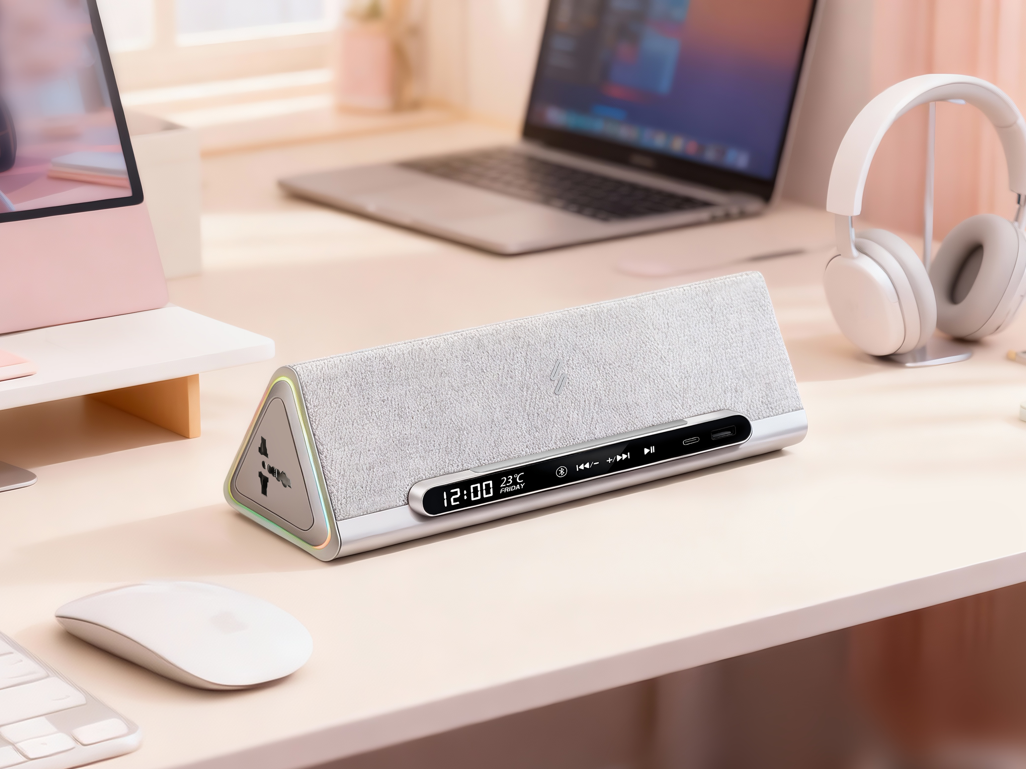 sound，Wireless charging，Row and insert，Clock，Atmosphere lamp，Table setting，