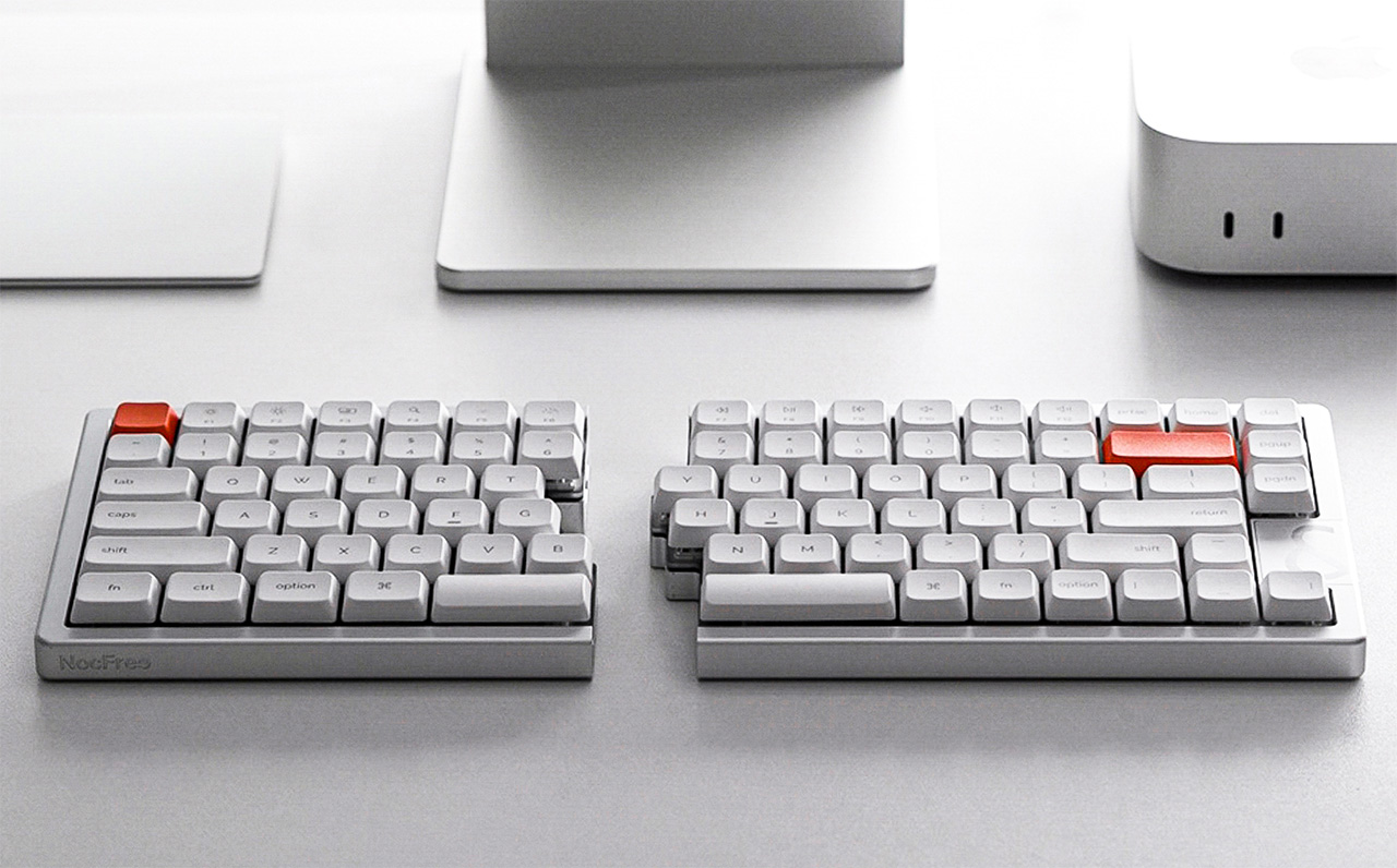 NocFree，Wireless Split Keyboard，Ergonomics，Desktop Art，magnetic attraction connection，