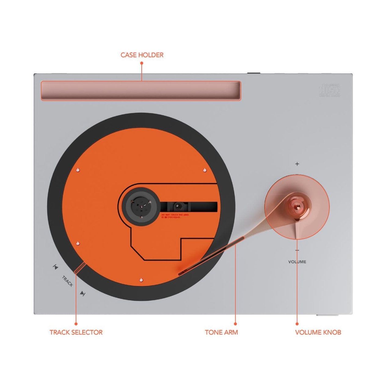 CD Player，Black glue ritual feeling，Flip cover design，pretentious，Minimalist Metal，