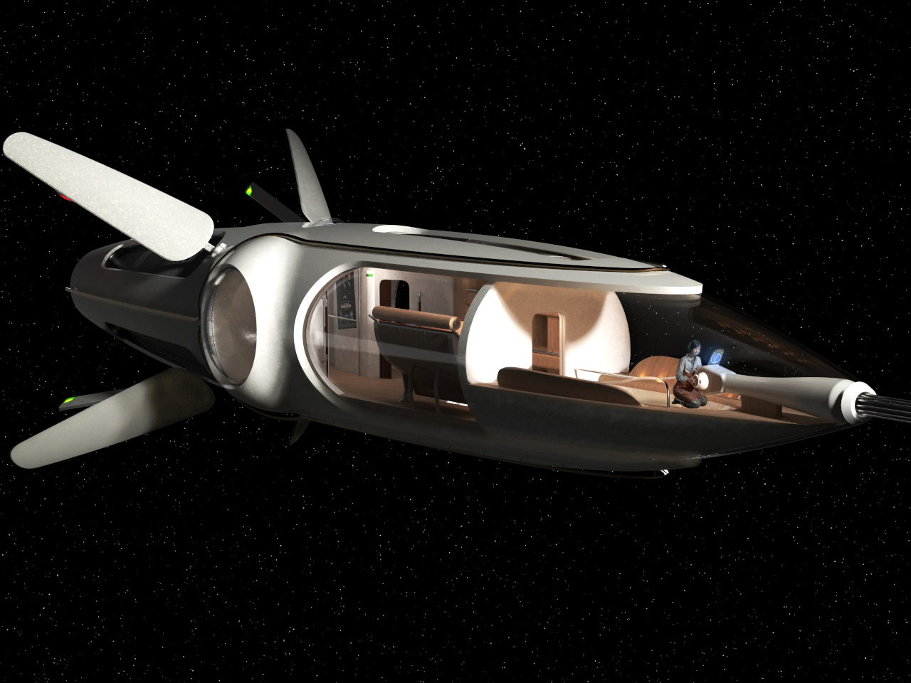 Diana I，Space RV，Near Earth Orbit，panoramic dome，Space Camping，