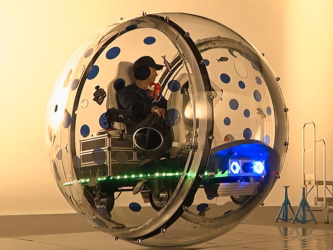 Toyota，Transparent driving ball，urban mobile device，Omni-wheel drive，Foam cockpit，
