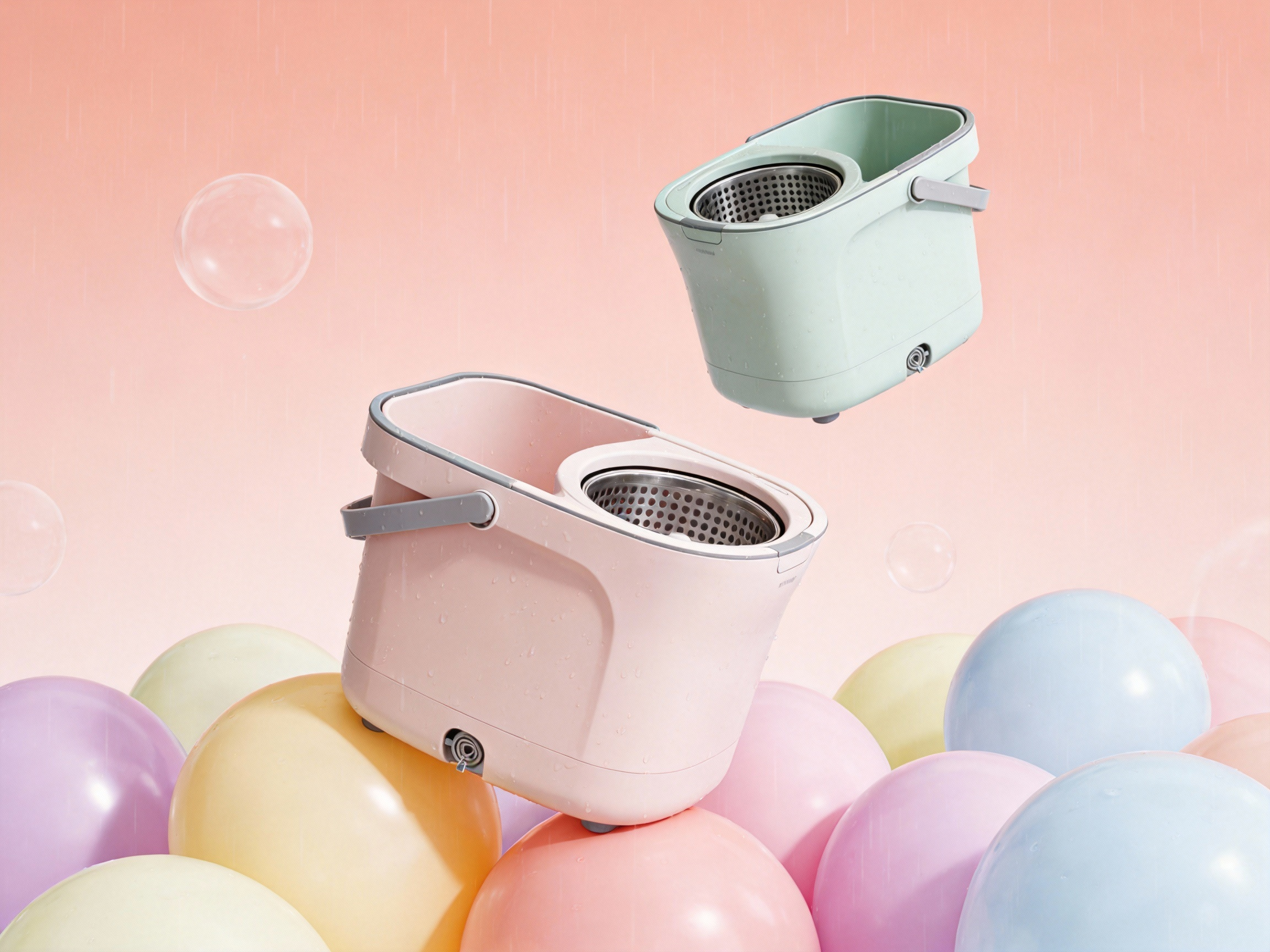 Mop bucket，Rotary mop bucket，Mop，Household Cleaning Products，Household daily necessities，Macarone color，Multicolor，