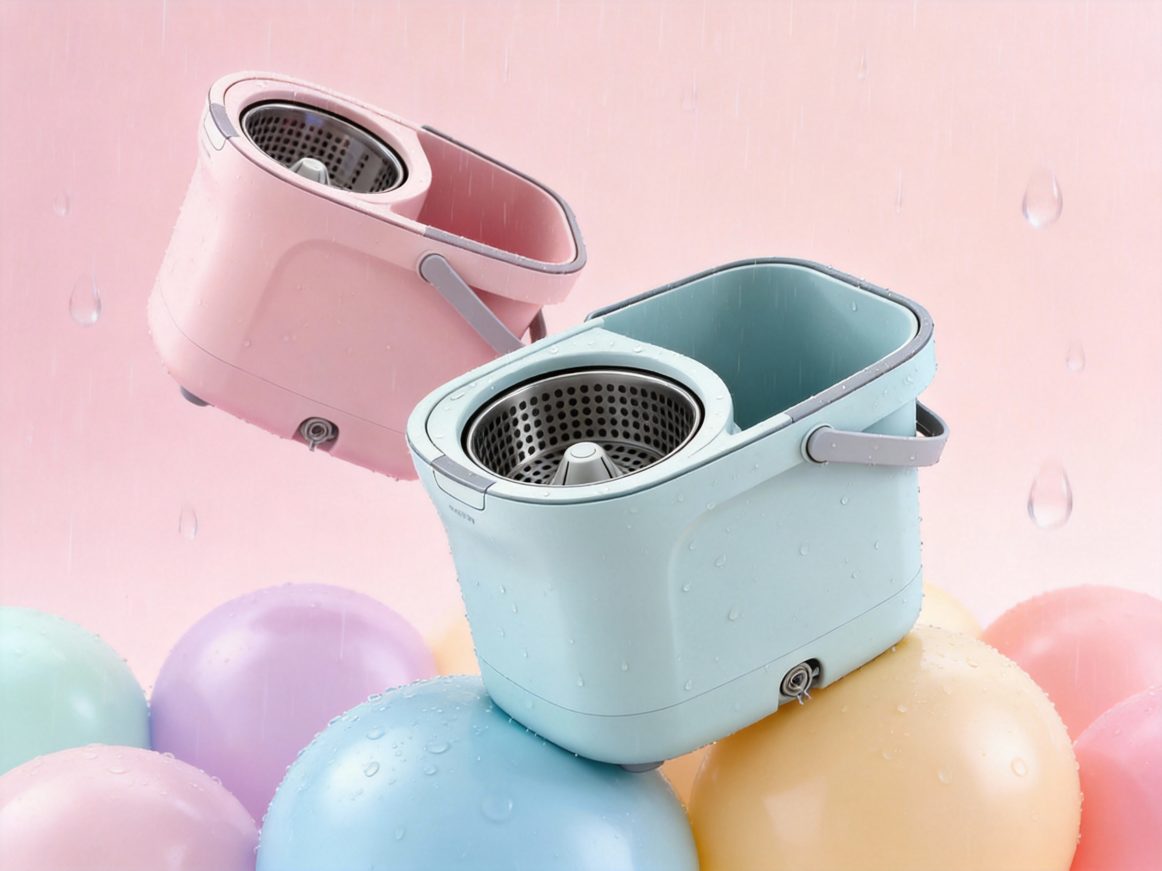 Mop bucket，Rotary mop bucket，Mop，Household Cleaning Products，Household daily necessities，Macarone color，Multicolor，