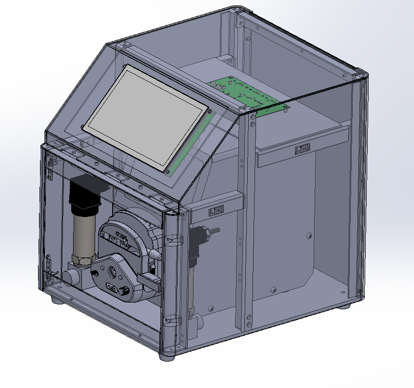 Biological instrument，screen，Tuozhu Printer，sheet metal frame，3D printing panel，Metallic texture，Peristaltic pump，Screwless design，