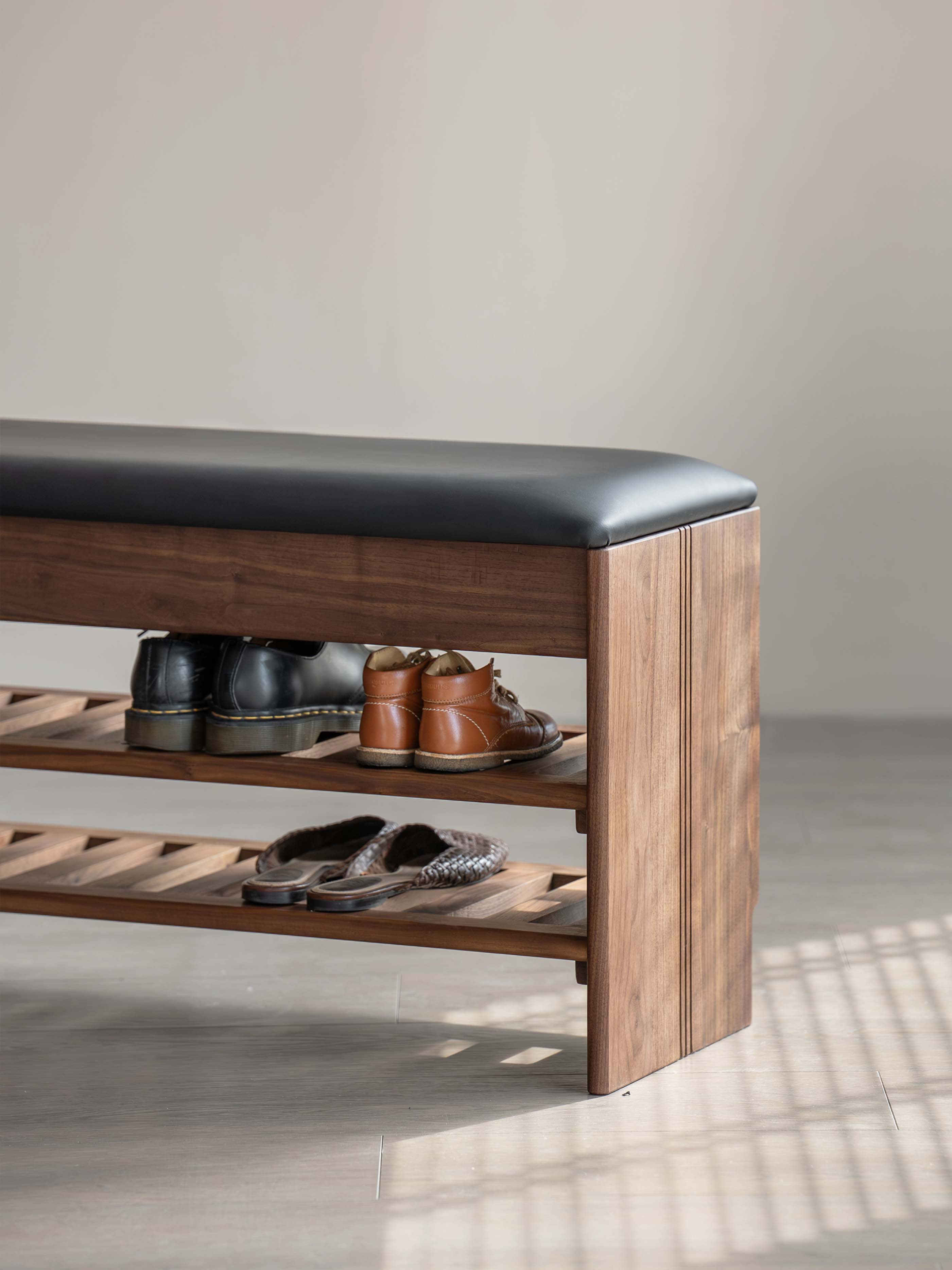 Residential Furniture，Solid wood furniture，Black walnut furniture，Original design，furniture design ，Shoe changing stool，