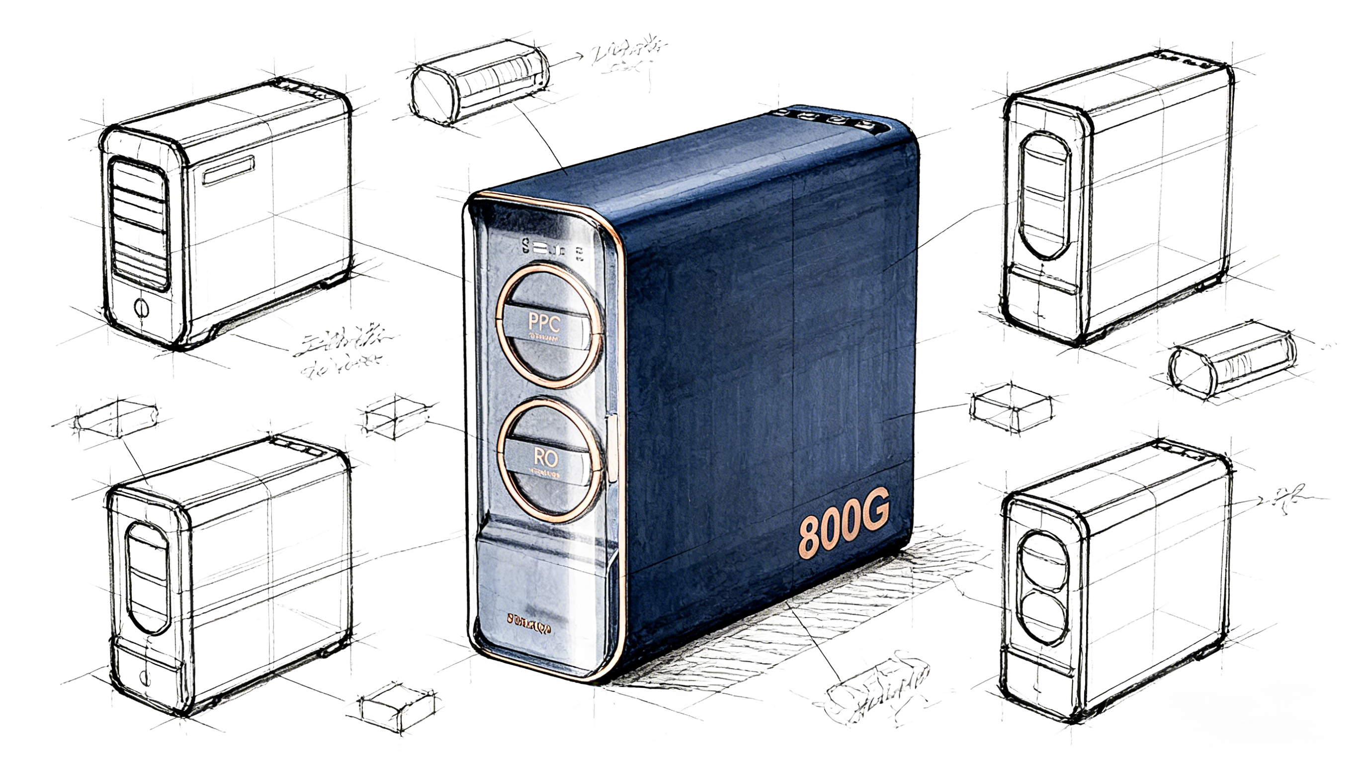 Kitchen water purifier，Minimalist Industrial Design，Tech look，high permeability acrylic，Double filter element visualization，suspended structure，Kitchen Aesthetics，Modern home，