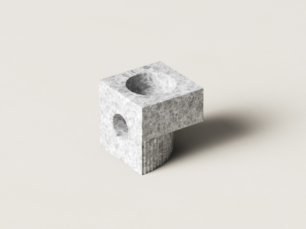 Qub Candlestick，Stone Candlestick，Desktop sculpture，geometric beveling，Ambience lighting，