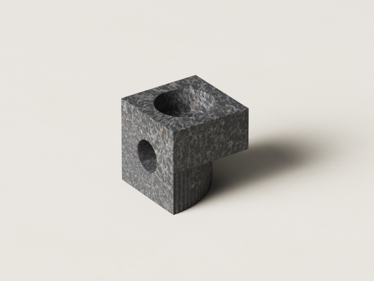 Qub Candlestick，Stone Candlestick，Desktop sculpture，geometric beveling，Ambience lighting，