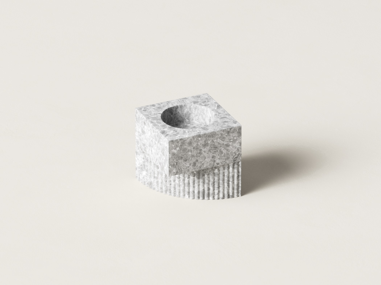 Qub Candlestick，Stone Candlestick，Desktop sculpture，geometric beveling，Ambience lighting，