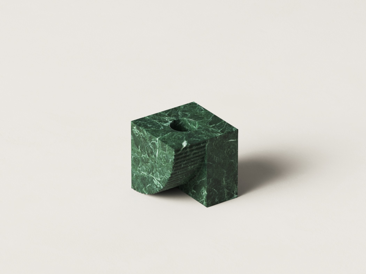 Qub Candlestick，Stone Candlestick，Desktop sculpture，geometric beveling，Ambience lighting，