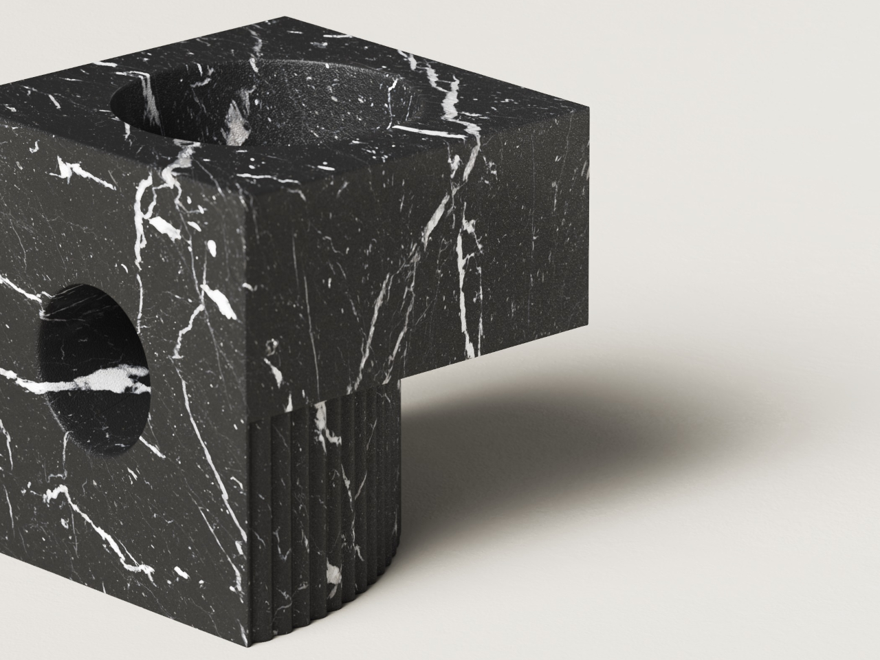 Qub Candlestick，Stone Candlestick，Desktop sculpture，geometric beveling，Ambience lighting，