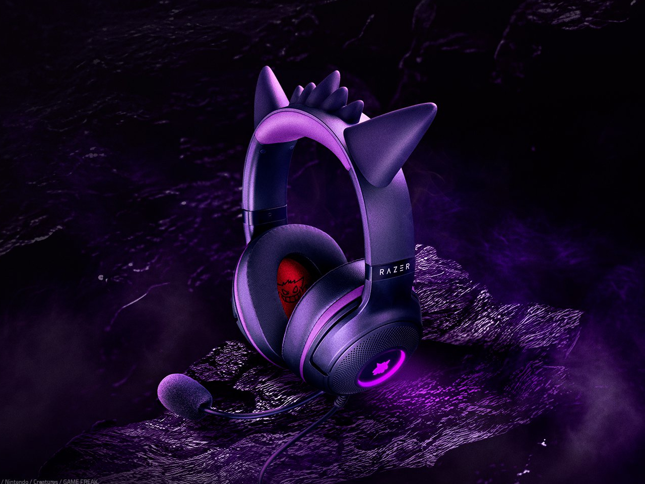 Geng Ghost Joint Edition，Baokemeng，E-sports headset，RGB Luminous Cat Ears，Gengar Edition，