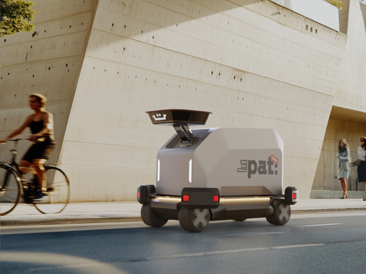 Distribution robot，city logistics，Interactive screen，Unmanned vehicle，pat，