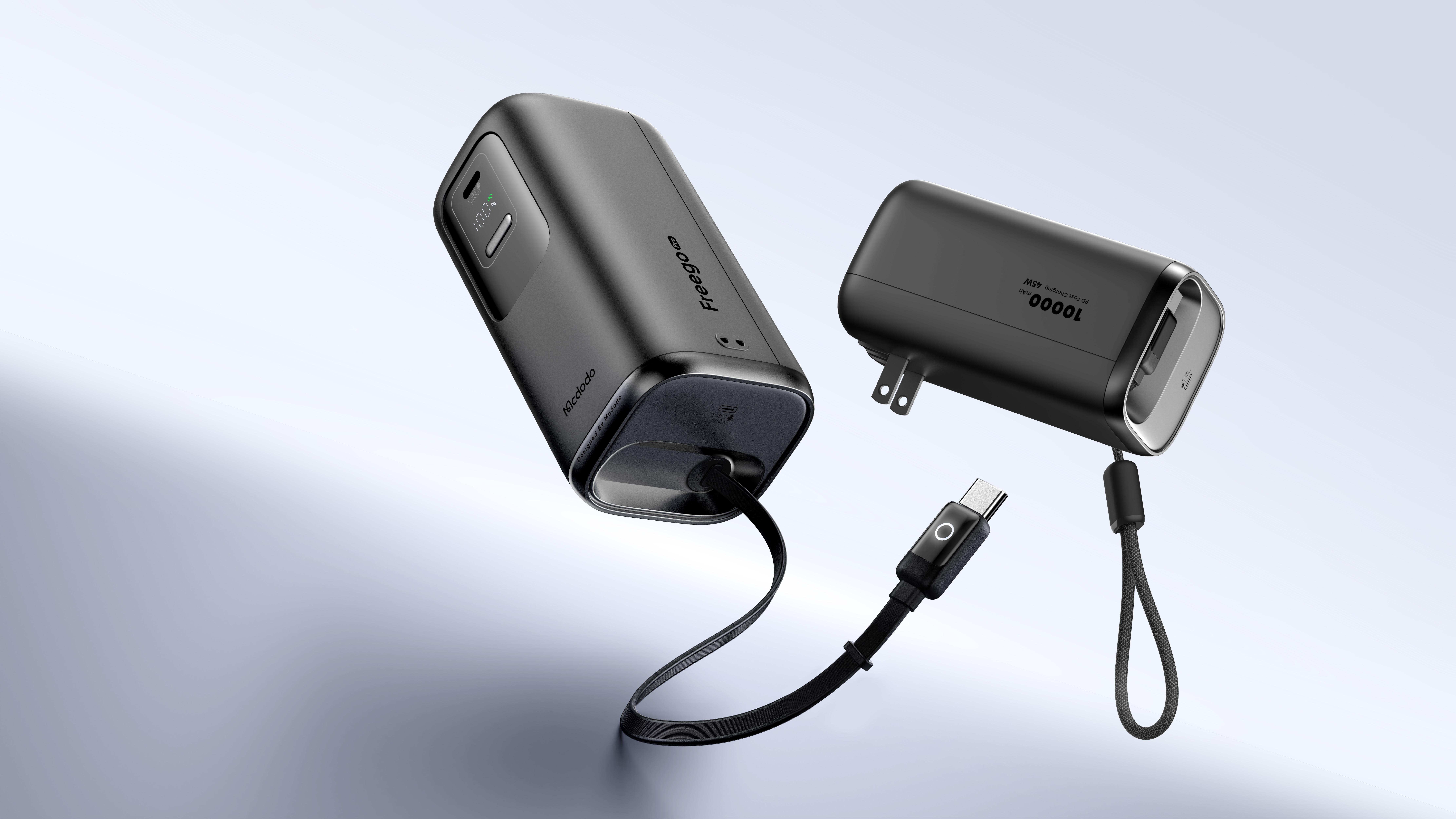 Charger，portable source，flexible wire，data line，Digital display，Three in one，mini，10000mAh，