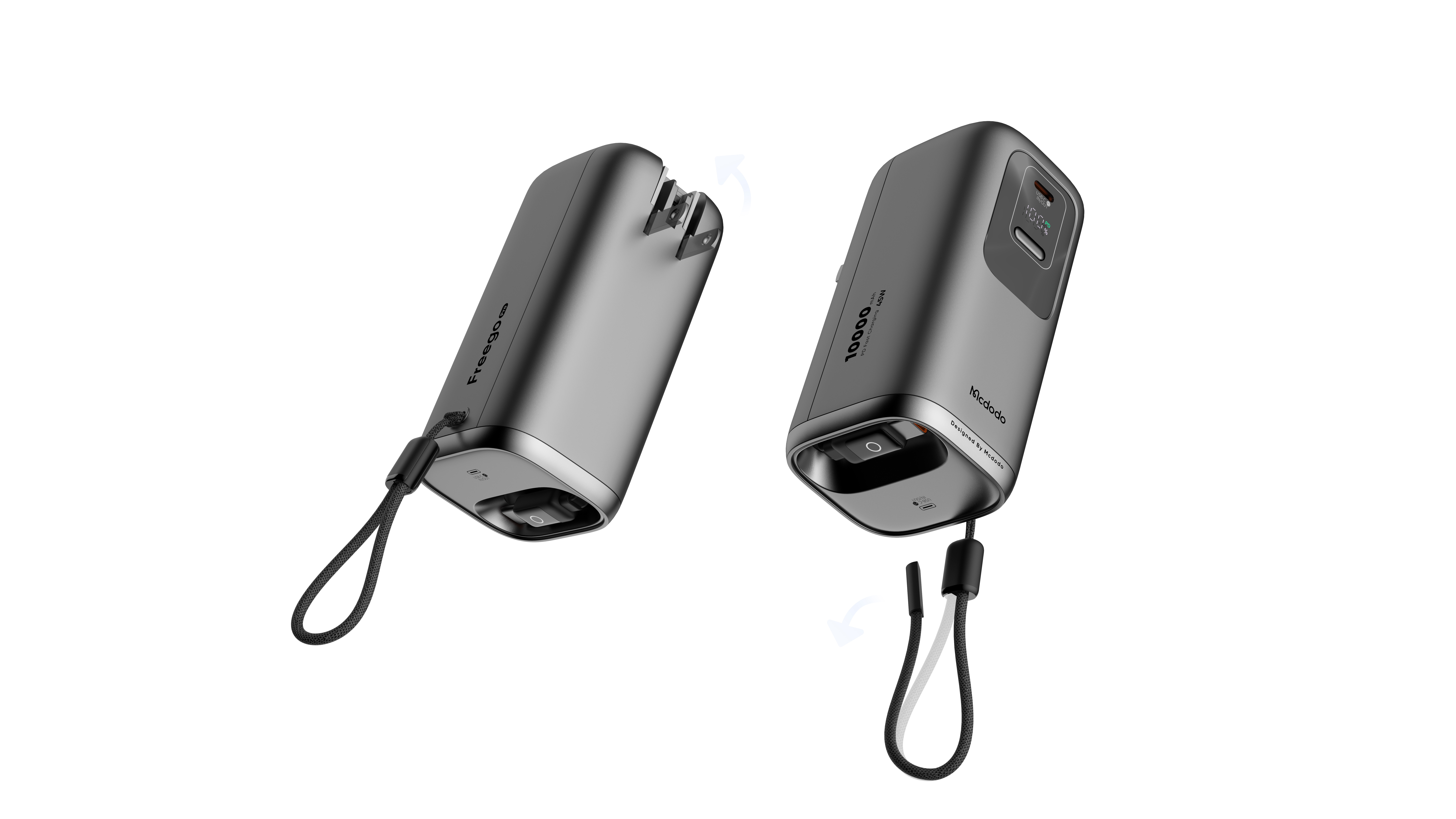 Charger，portable source，flexible wire，data line，Digital display，Three in one，mini，10000mAh，