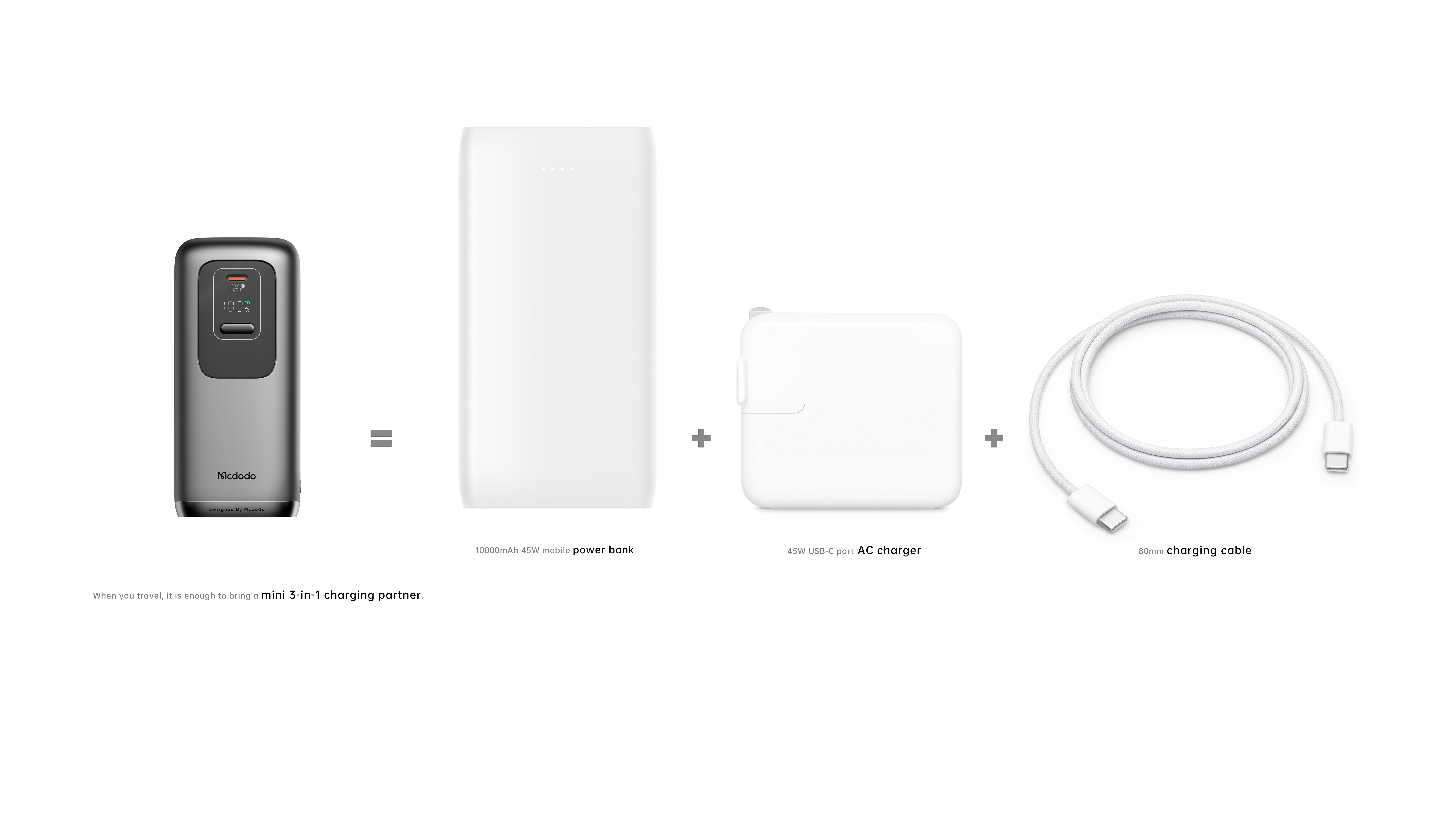 Charger，portable source，flexible wire，data line，Digital display，Three in one，mini，10000mAh，