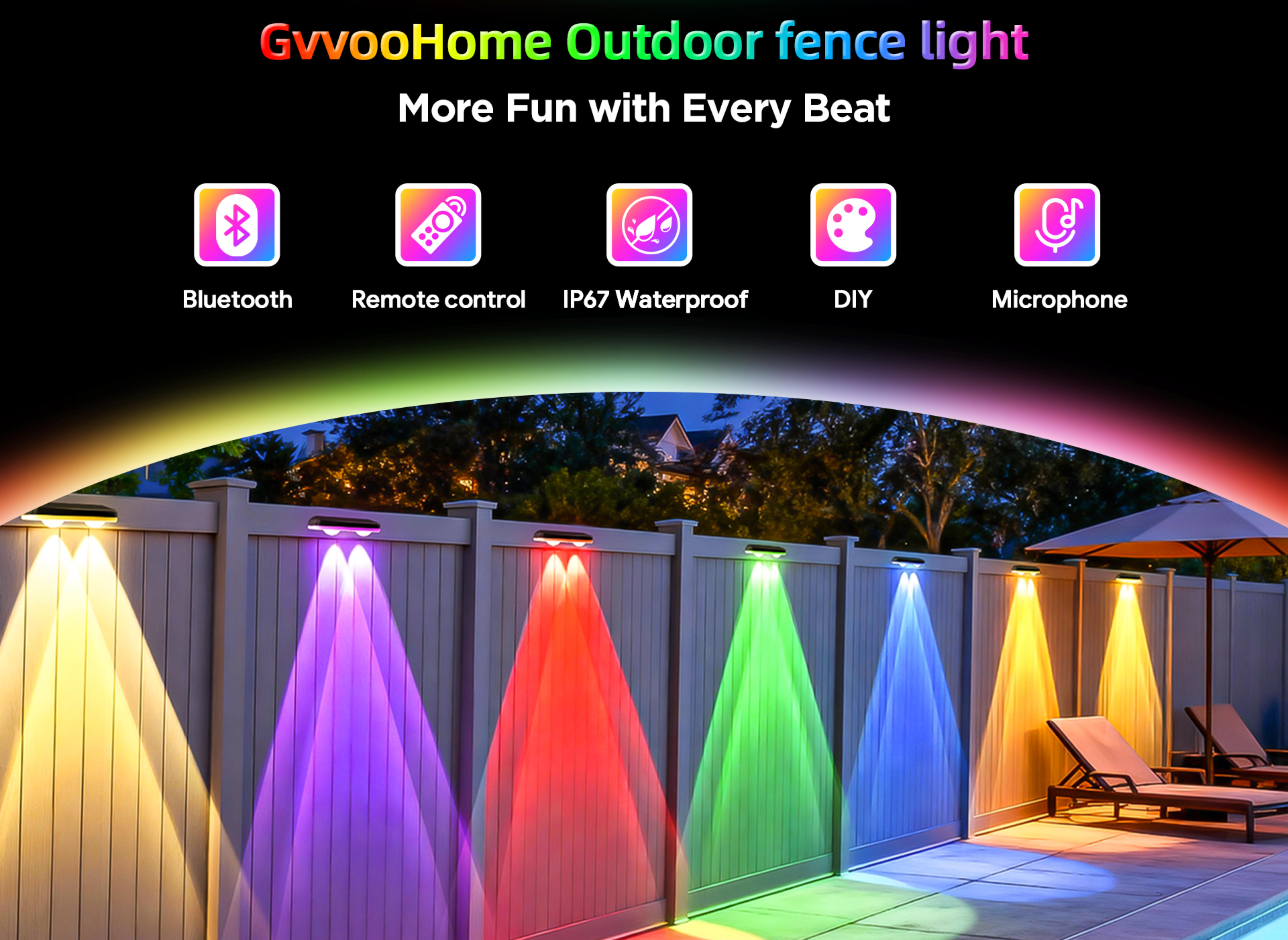 Fence lamp，Bluetooth Fence Light，Magic Fence Lamp，