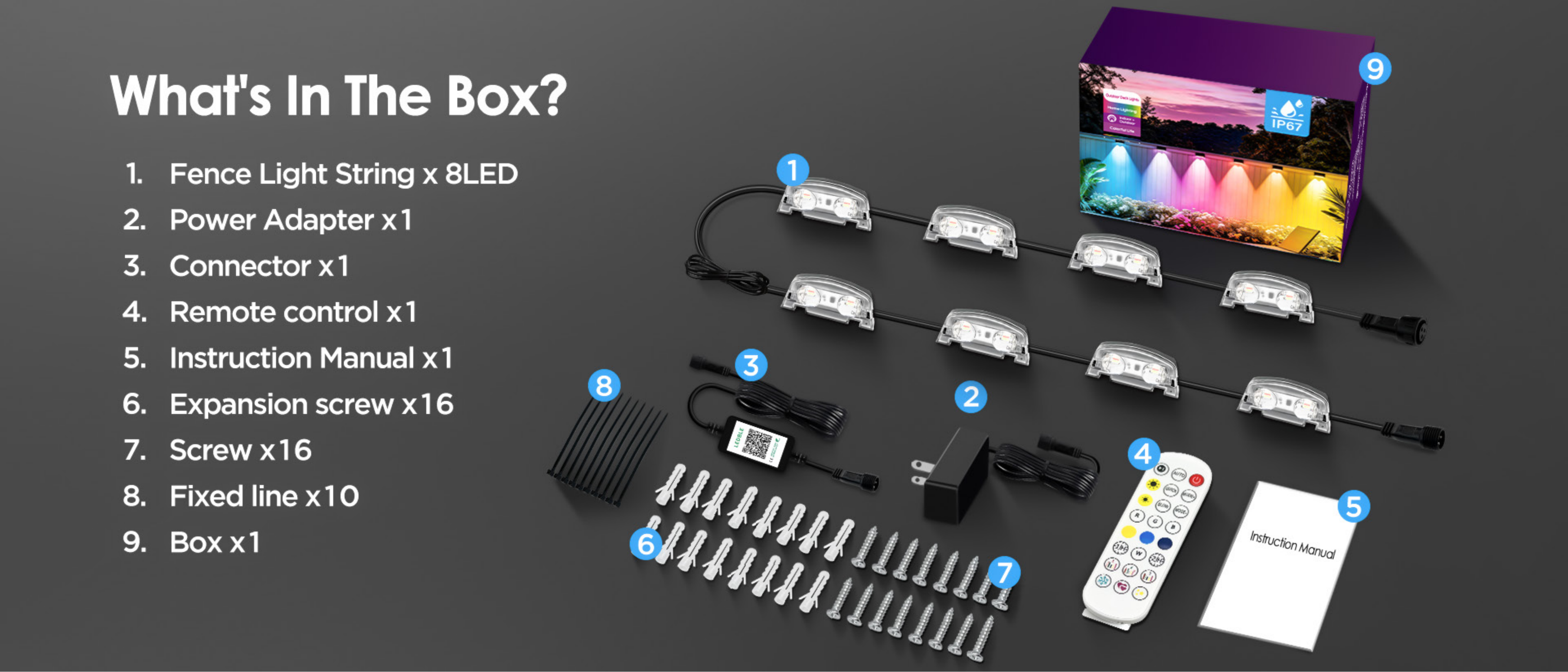 Fence lamp，Bluetooth Fence Light，Magic Fence Lamp，