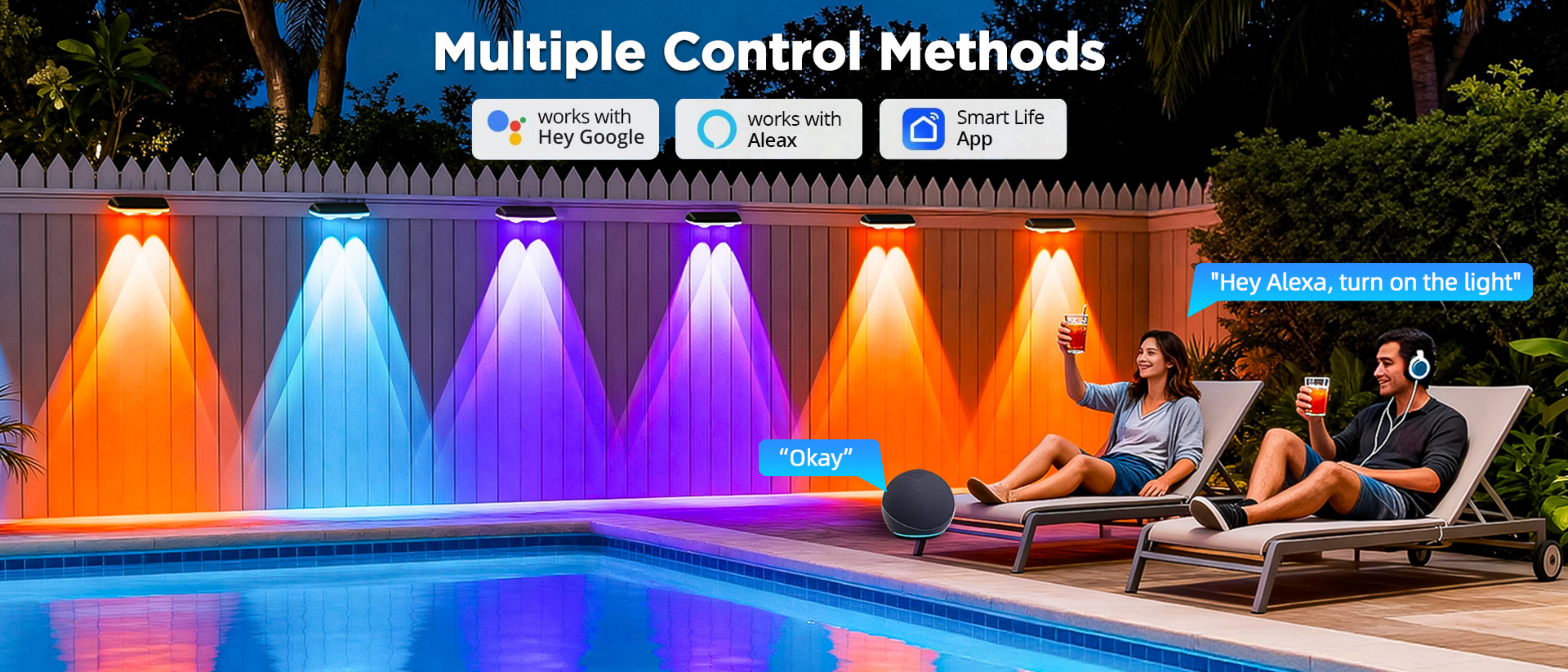 Fence lamp，Bluetooth Fence Light，Magic Fence Lamp，