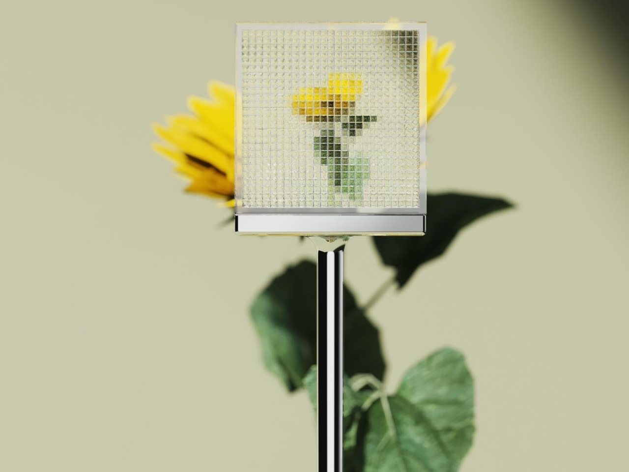 Pixel Vase，8-Bit Bouquet，Game Aesthetics，Block Grid，Modern design，