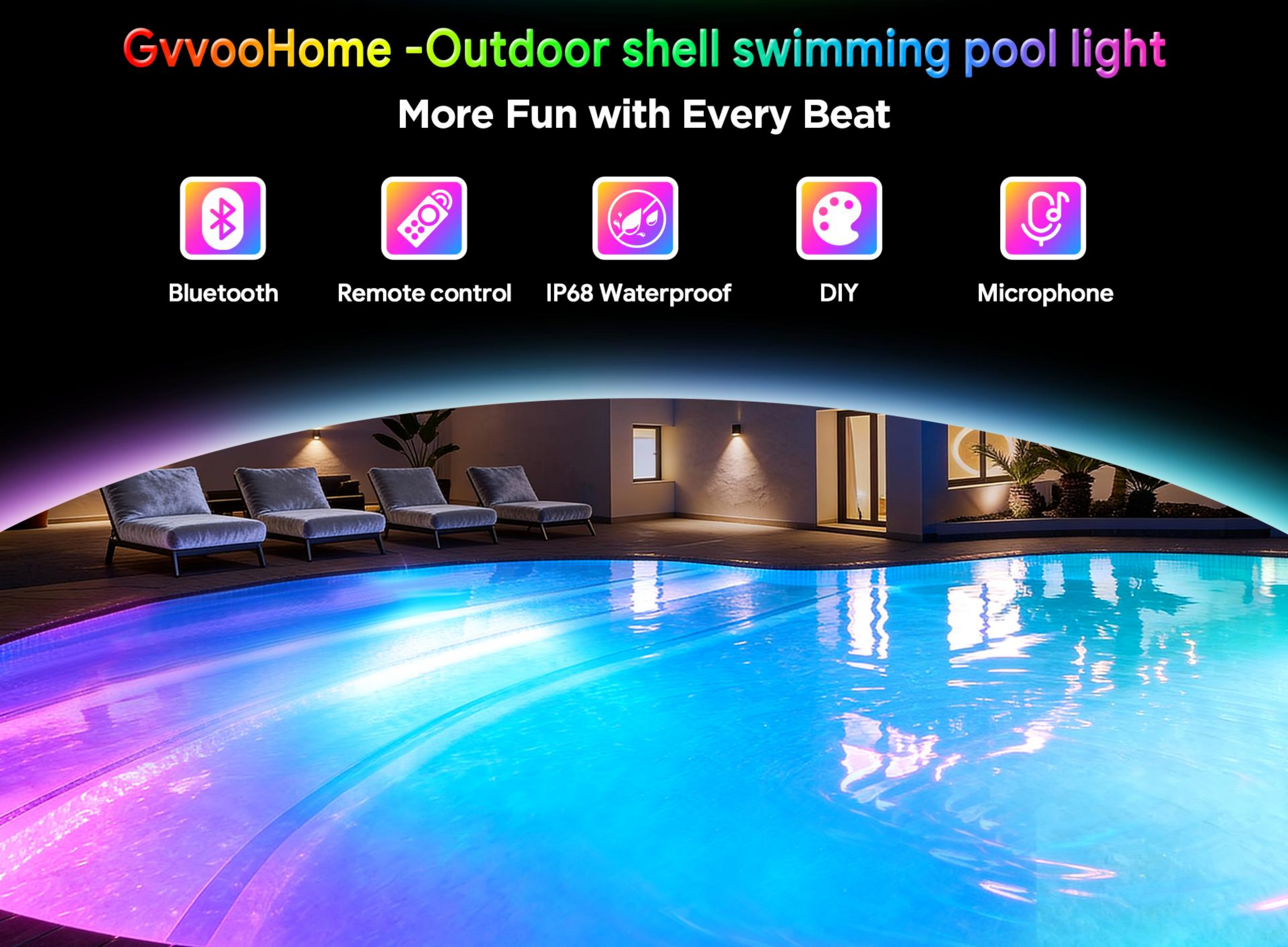 Swimming pool lamp，Bluetooth swimming pool lamp，underwater lamp，Underwater Lights，