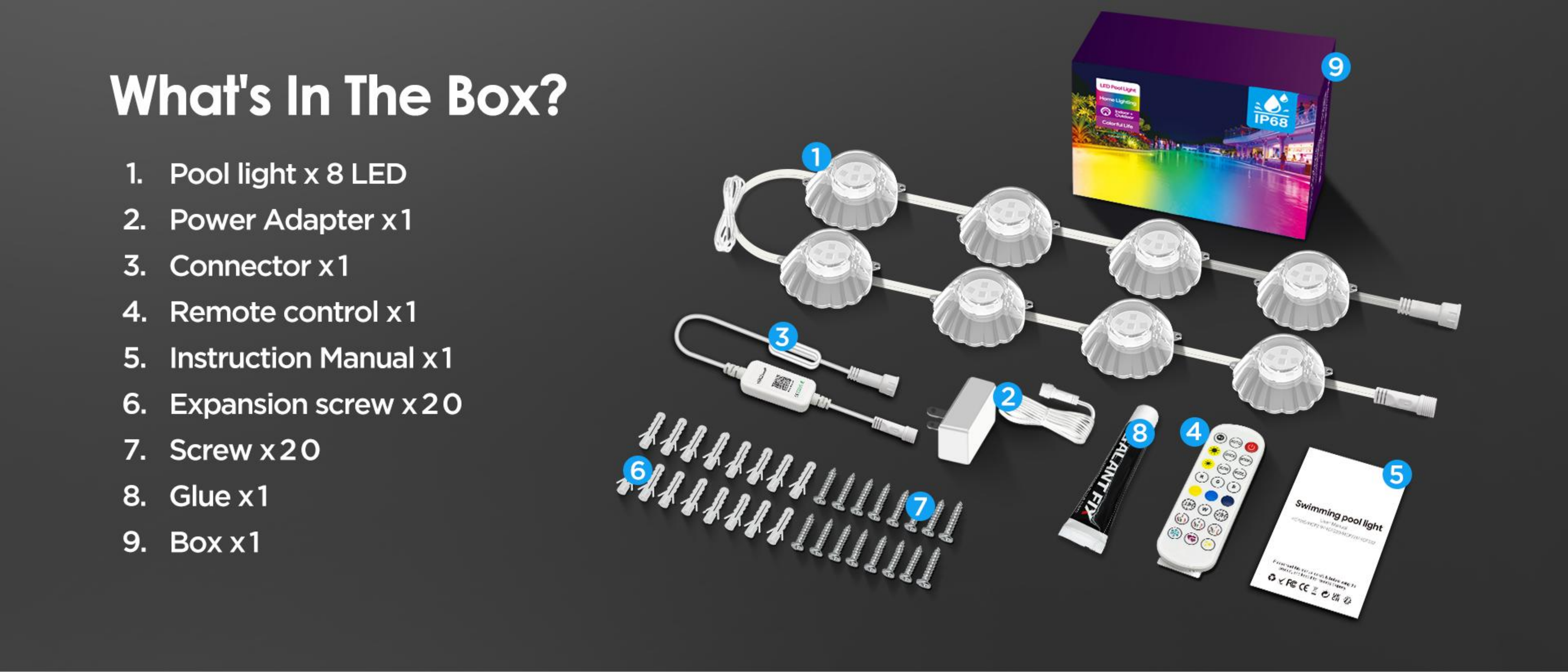 Swimming pool lamp，Bluetooth swimming pool lamp，underwater lamp，Underwater Lights，