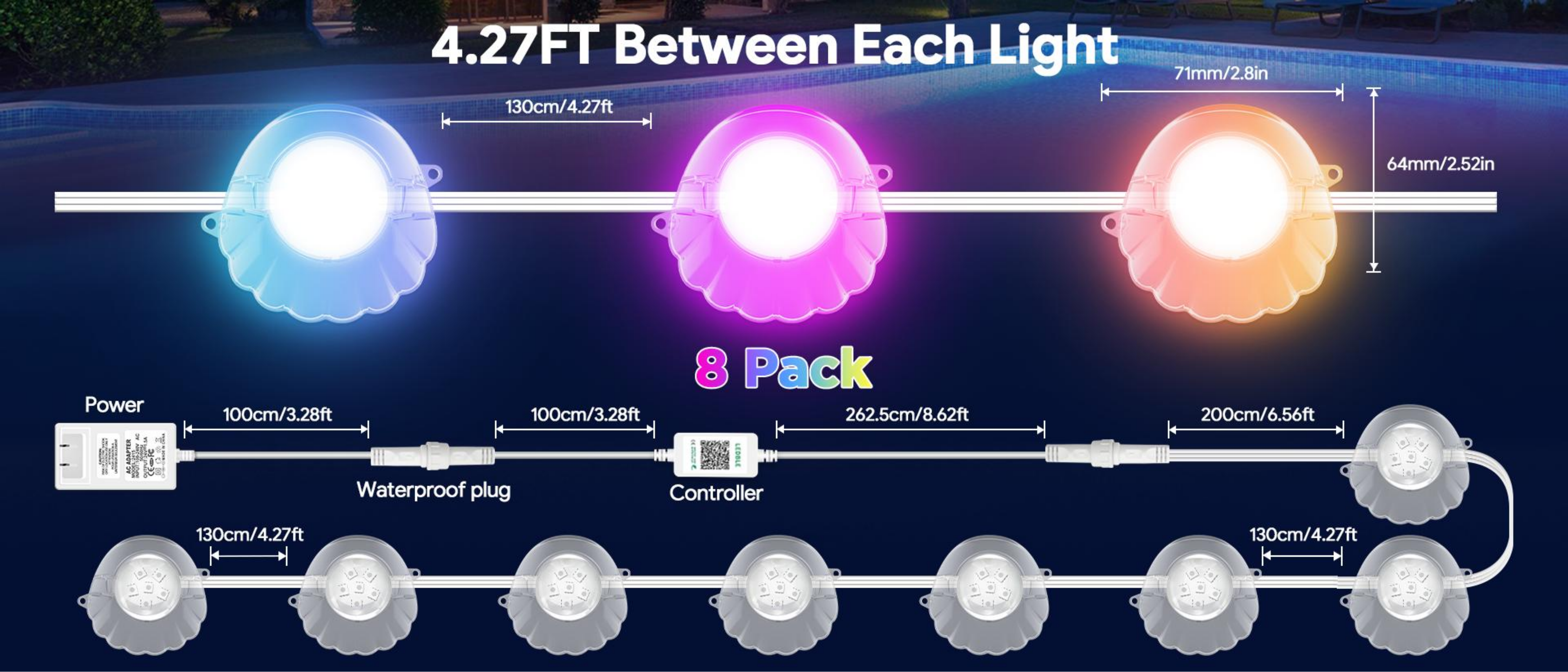 Swimming pool lamp，Bluetooth swimming pool lamp，underwater lamp，Underwater Lights，
