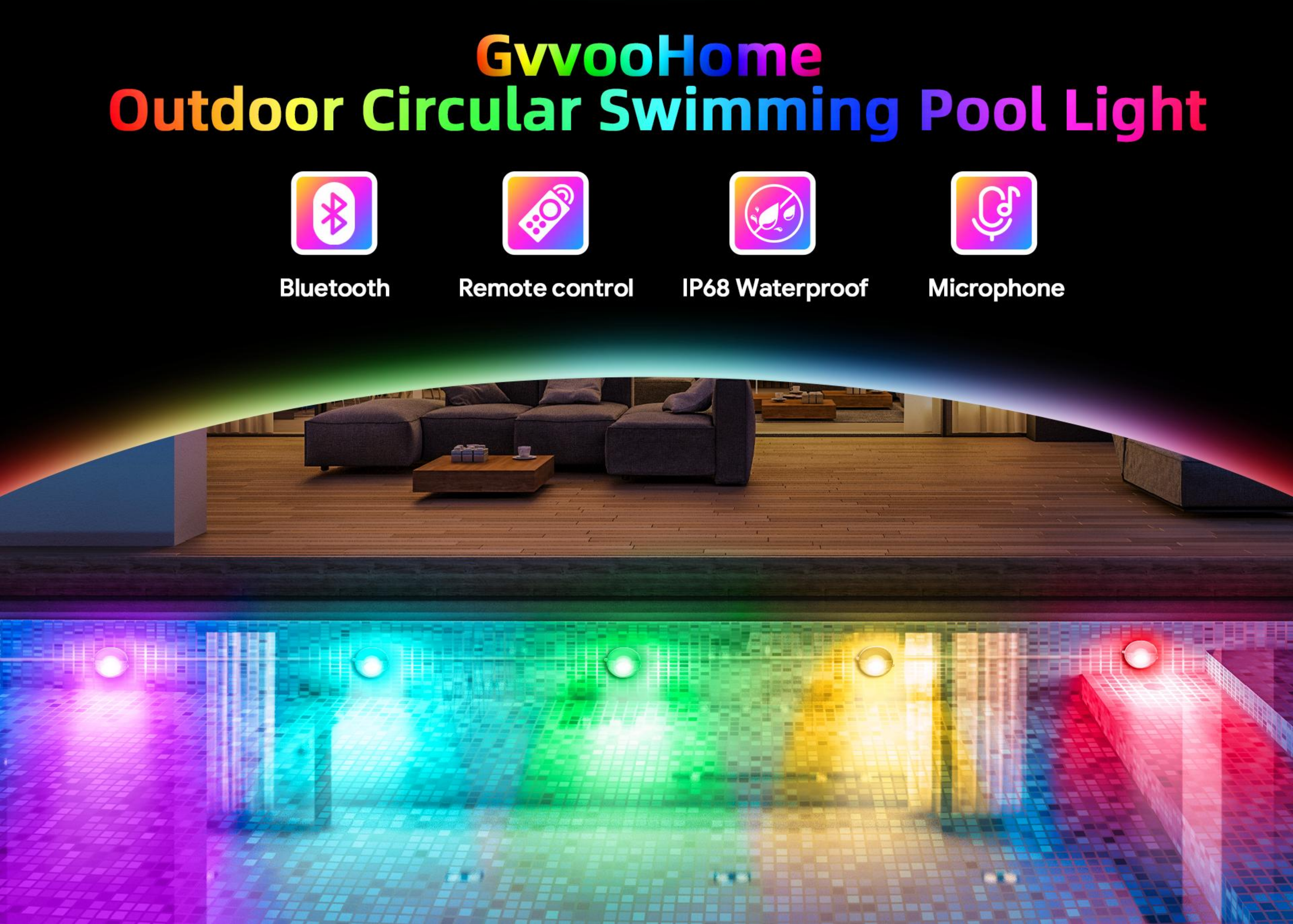 Swimming pool lamp，Underwater Lights，Bluetooth swimming pool lamp，