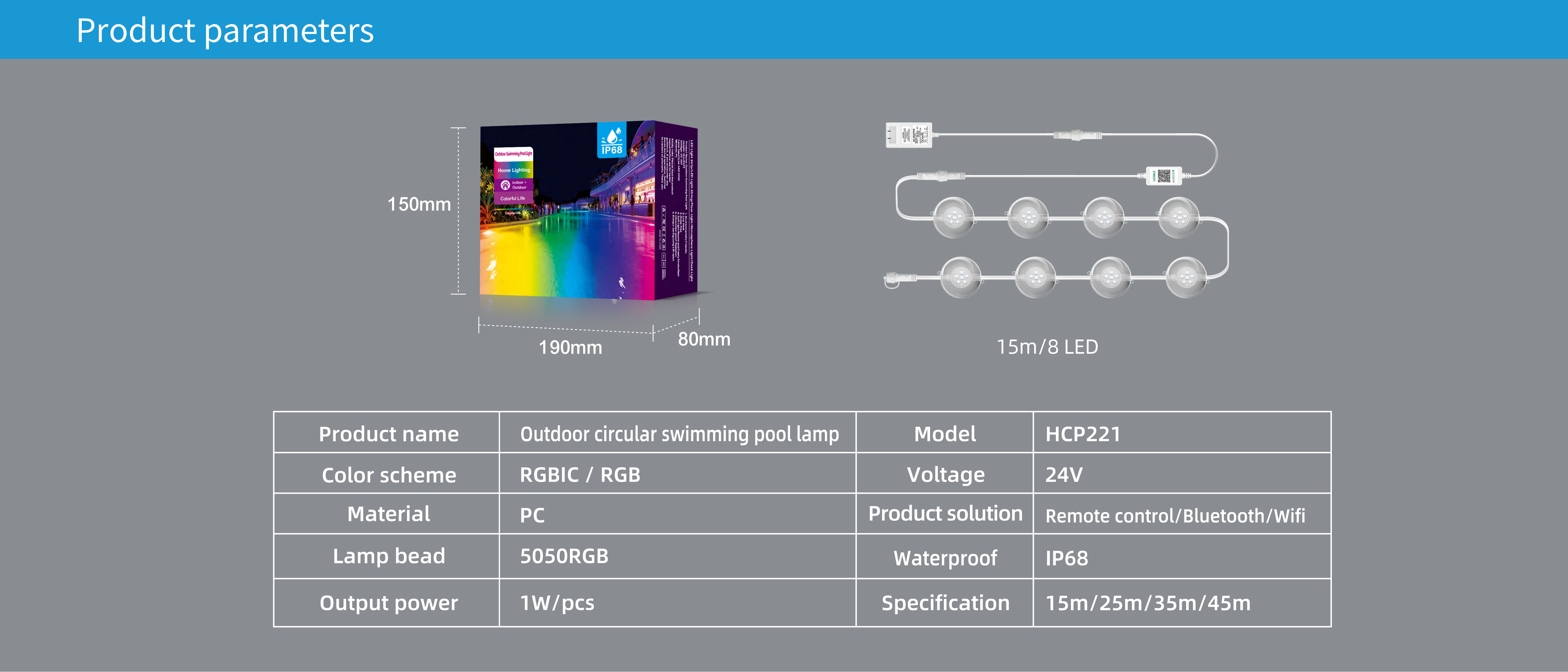 Swimming pool lamp，Underwater Lights，Bluetooth swimming pool lamp，