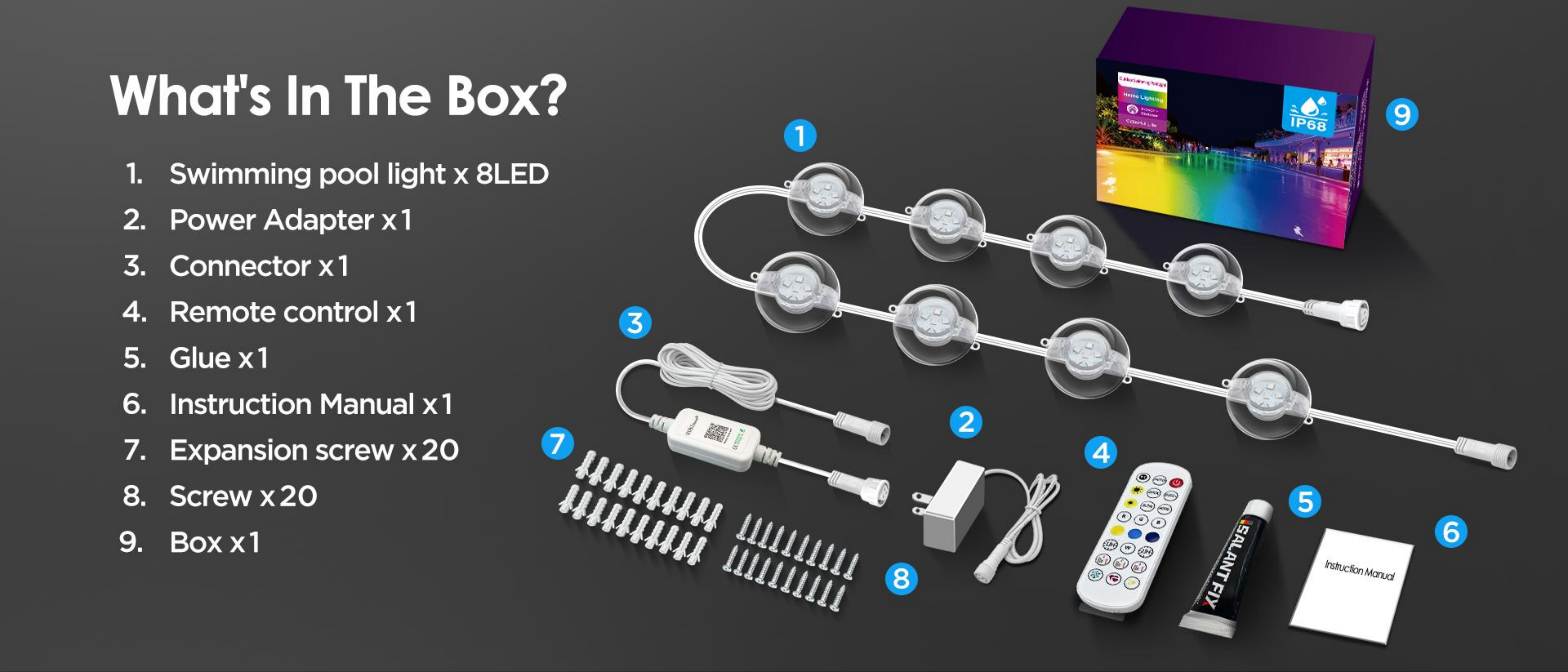 Swimming pool lamp，Underwater Lights，Bluetooth swimming pool lamp，