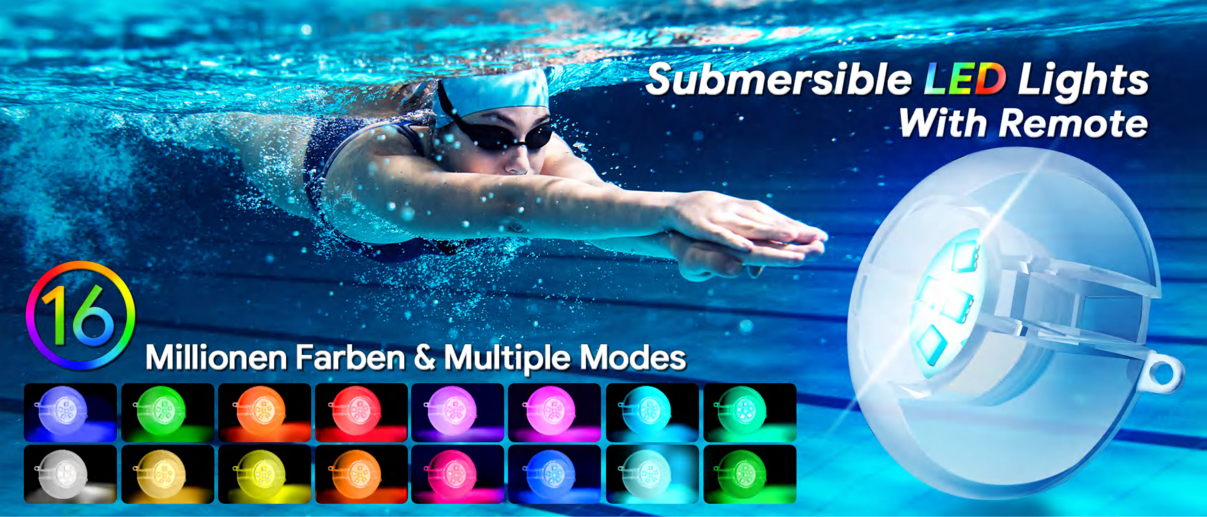 Swimming pool lamp，Underwater Lights，Bluetooth swimming pool lamp，