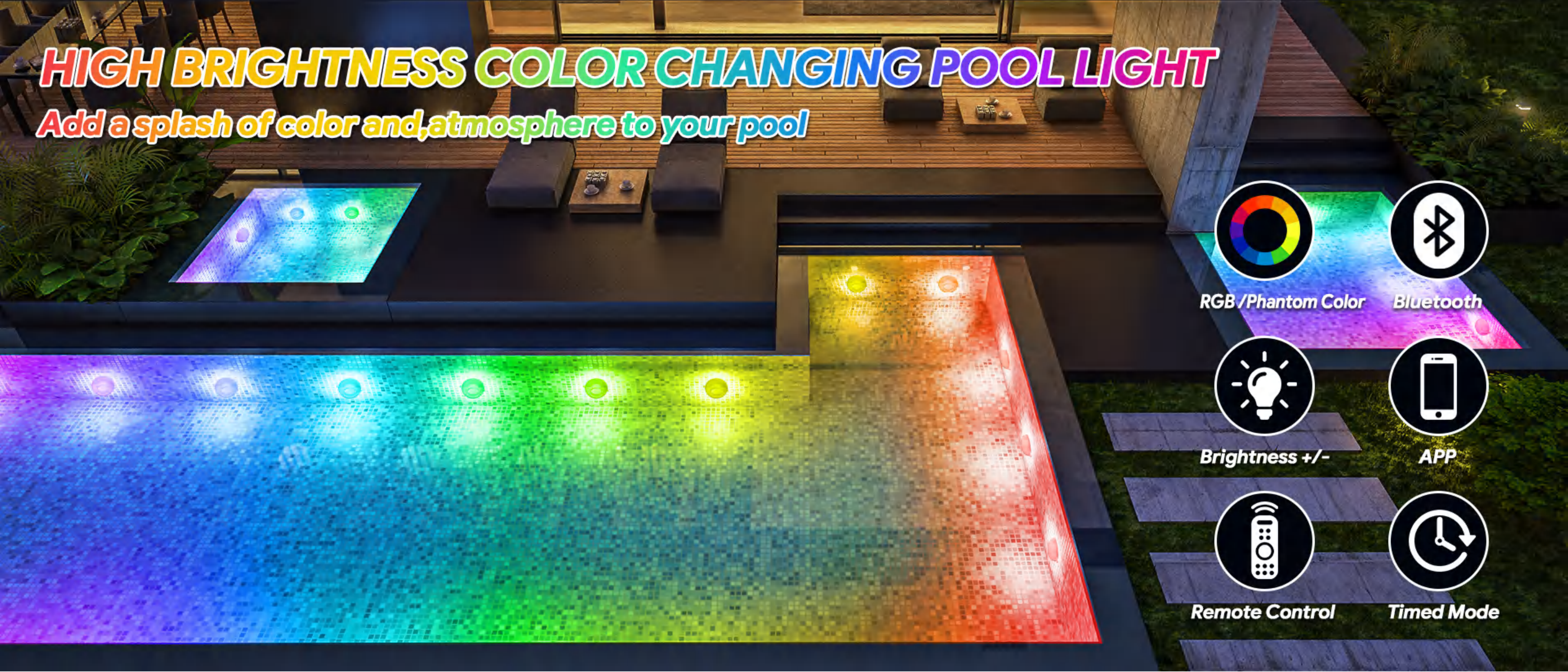 Swimming pool lamp，Underwater Lights，Bluetooth swimming pool lamp，