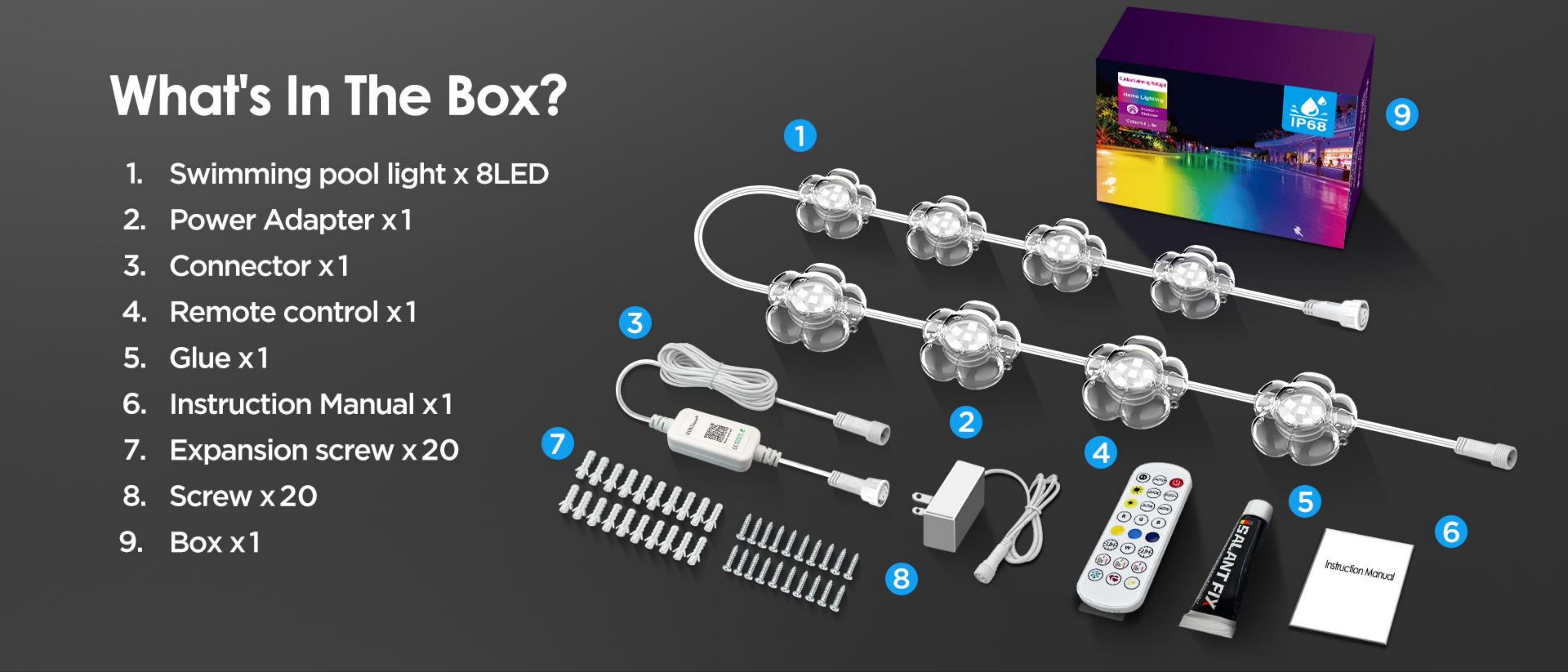 Swimming pool lamp，underwater lamp，Bluetooth swimming pool lamp，