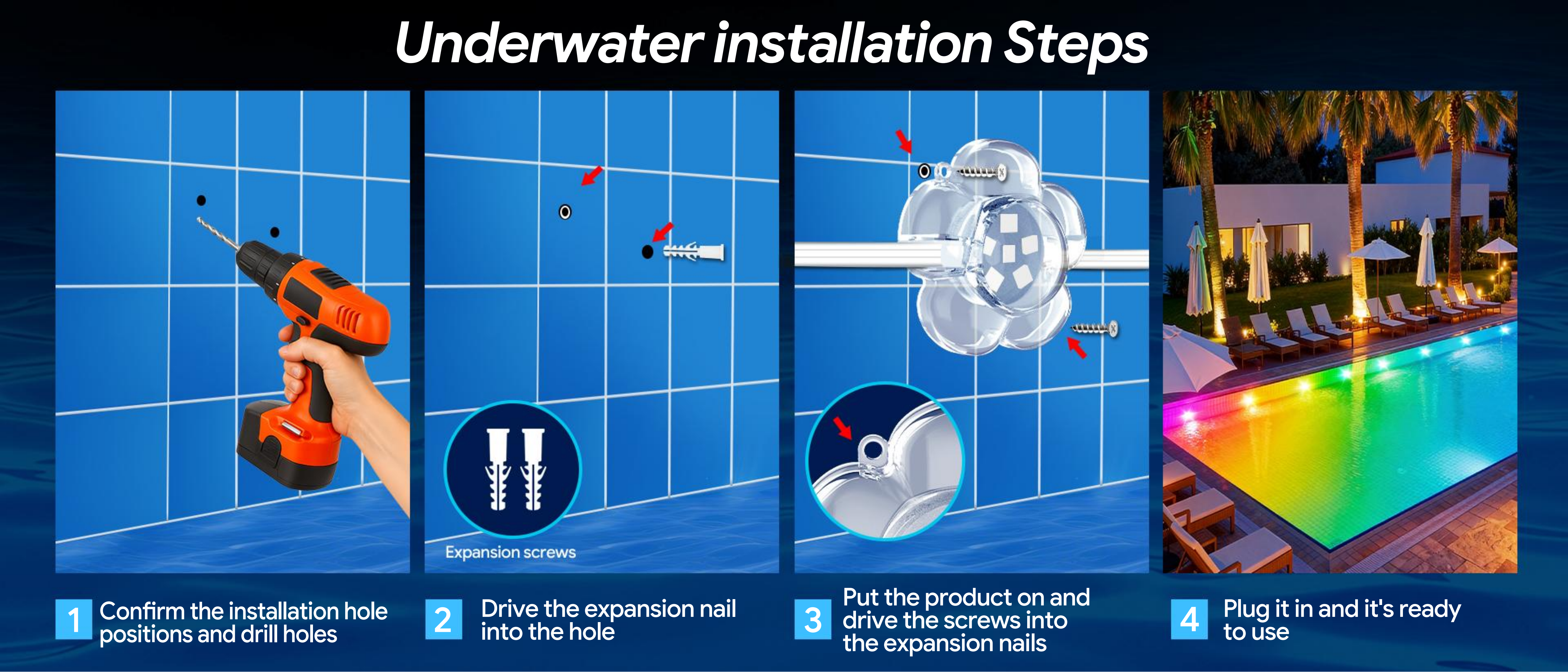 Swimming pool lamp，underwater lamp，Bluetooth swimming pool lamp，