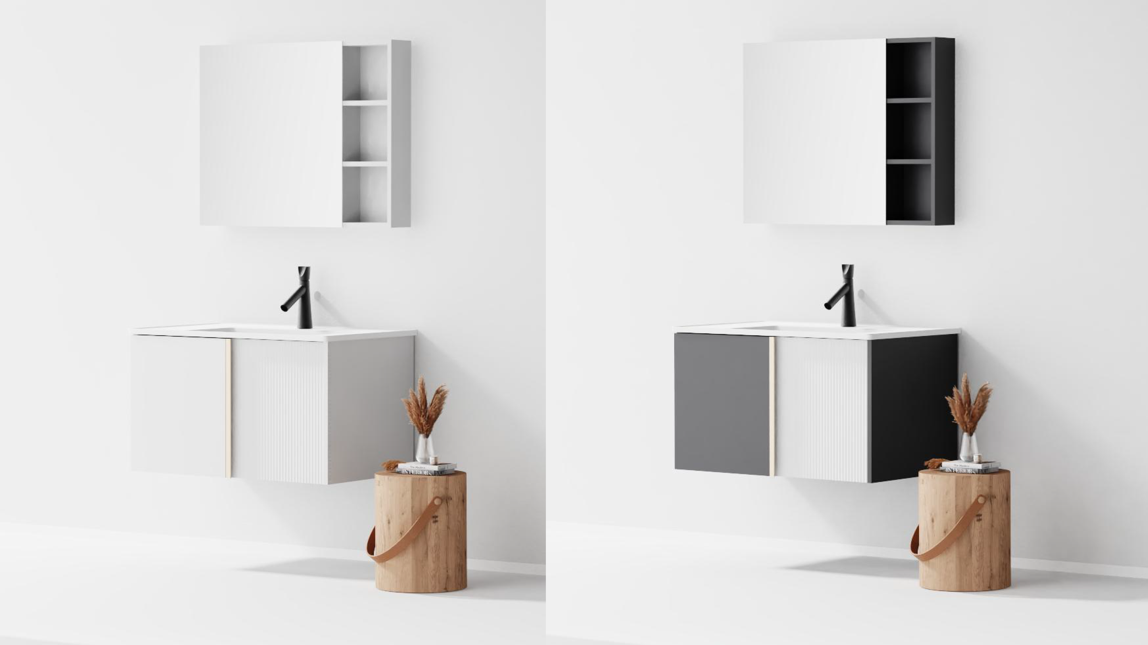 bathroom cabinet; bathroom mirror，