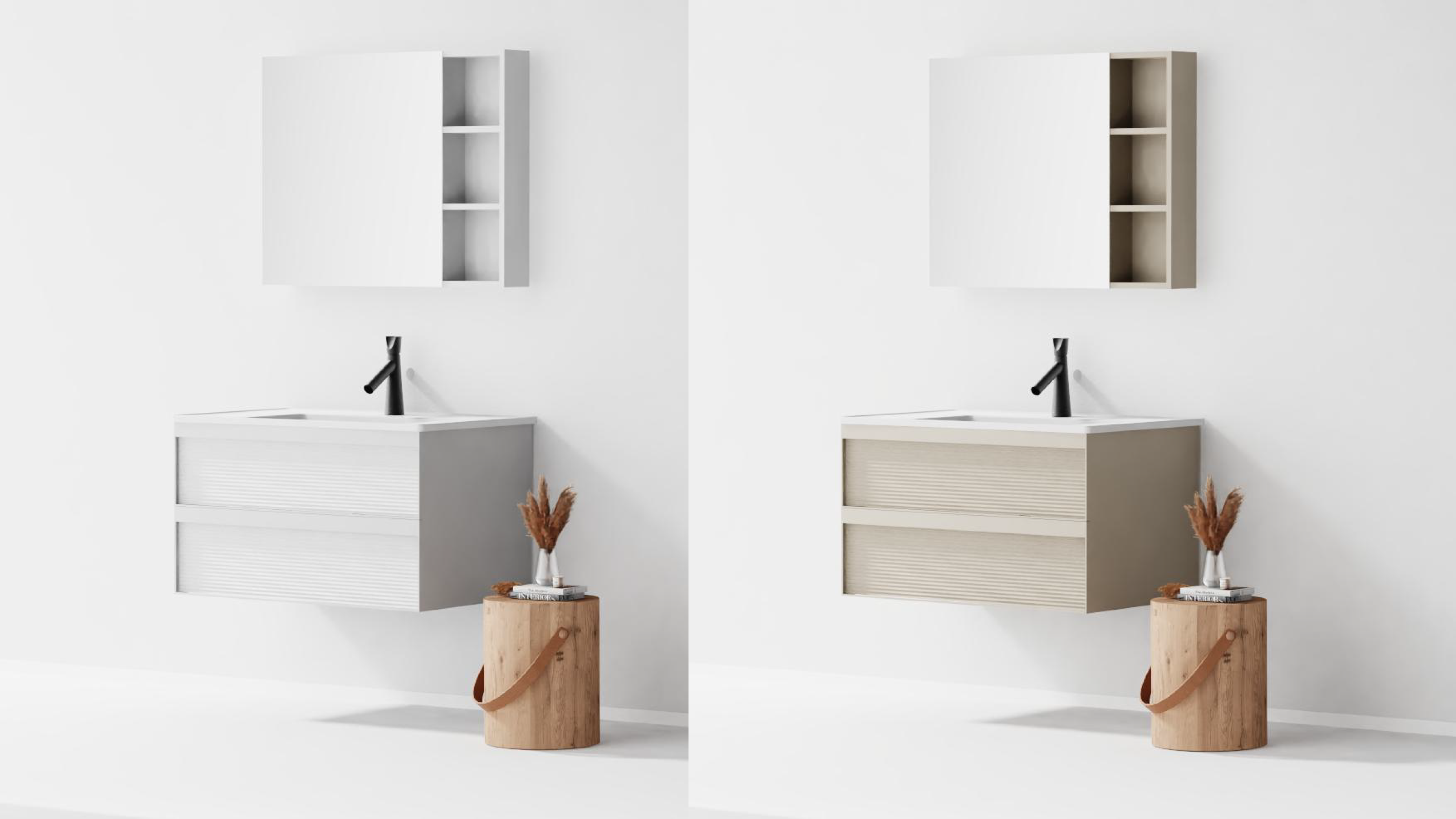 bathroom cabinet; bathroom mirror，