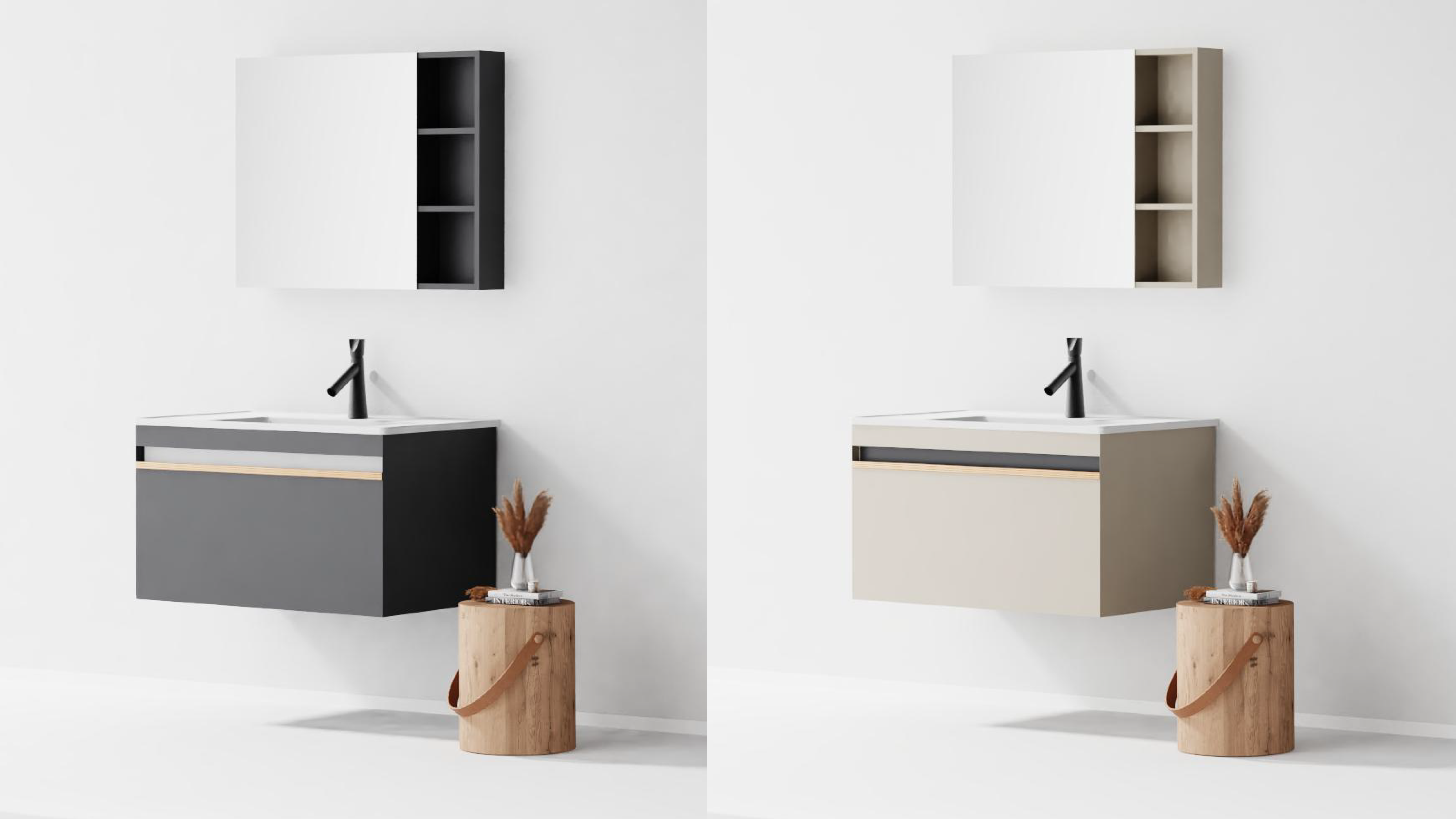 bathroom cabinet; bathroom mirror，