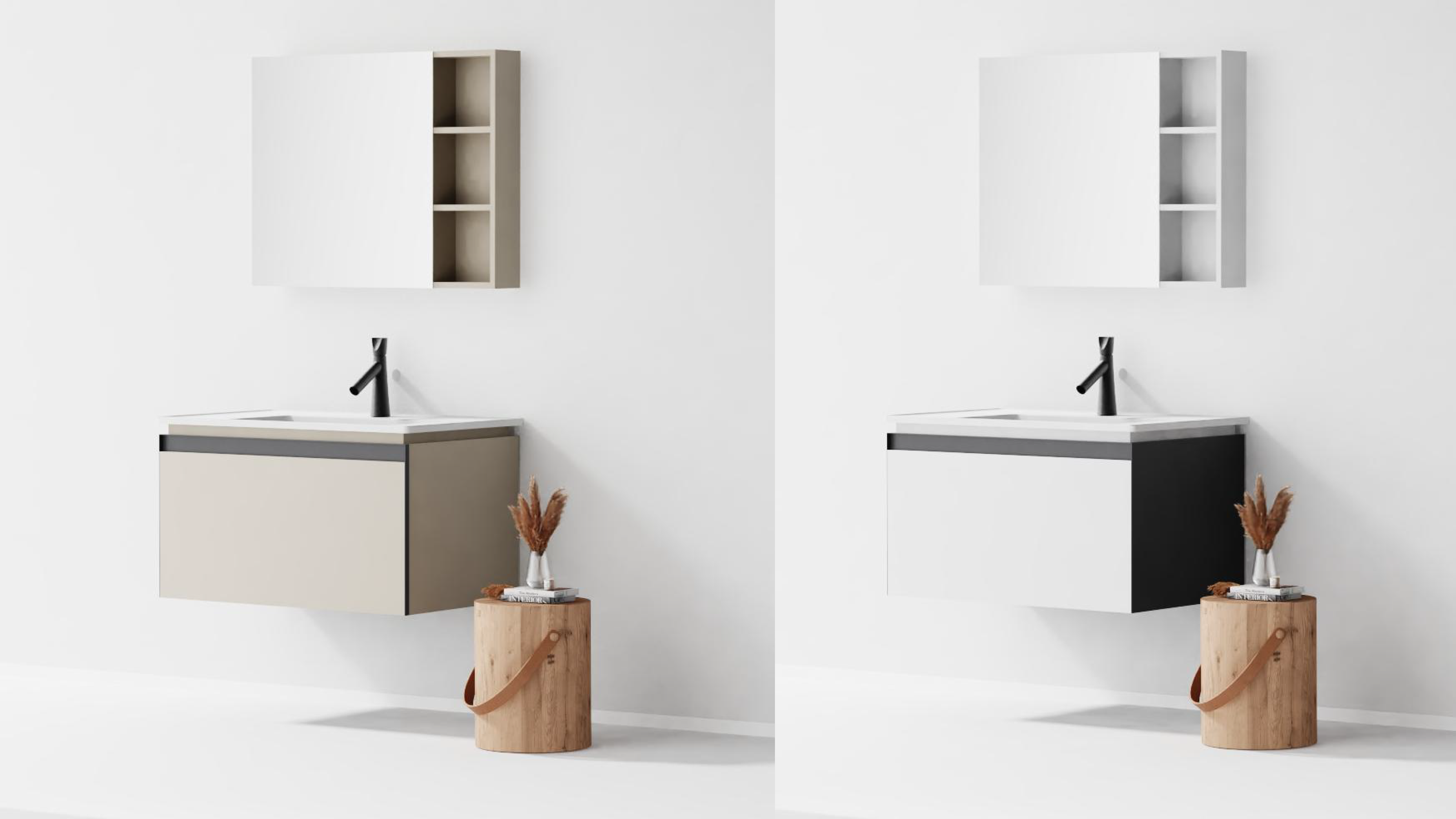 bathroom cabinet; bathroom mirror，