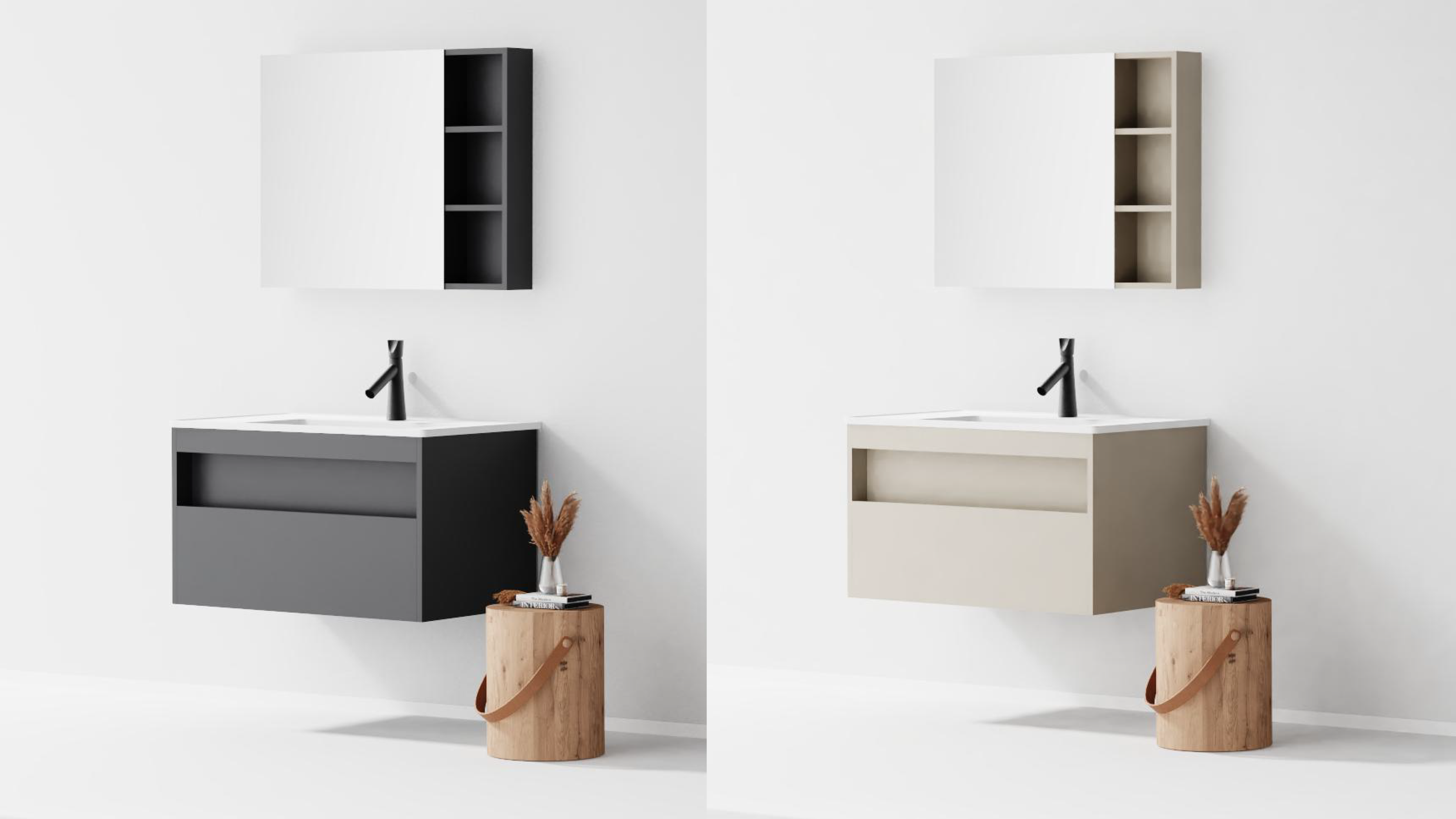 bathroom cabinet; bathroom mirror，