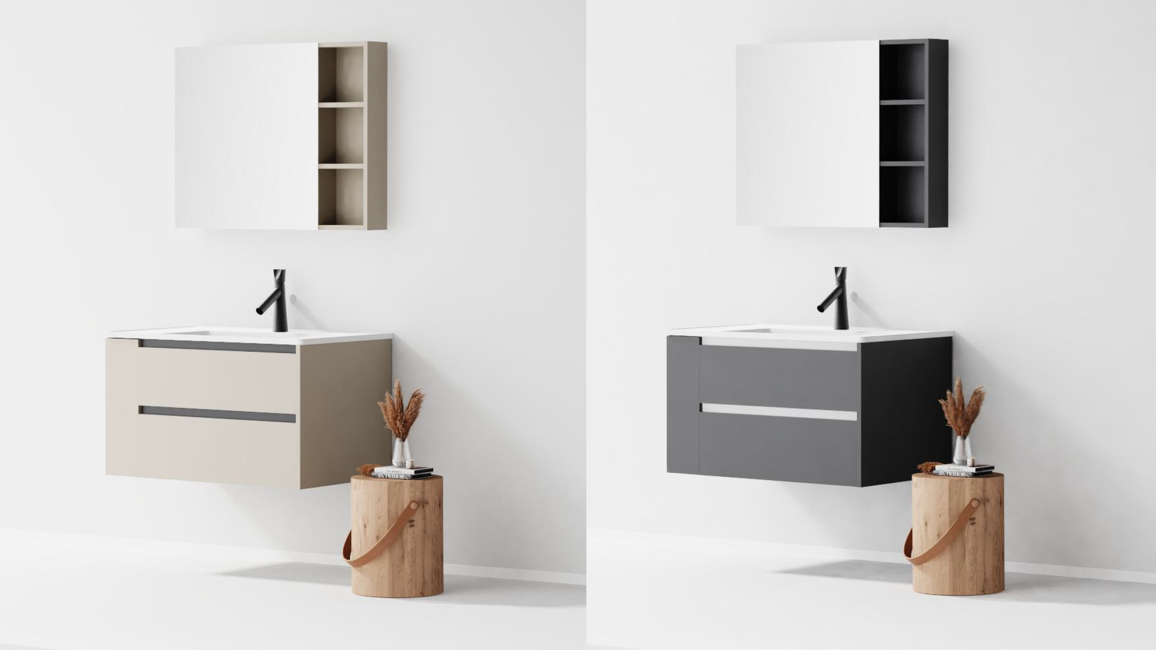 bathroom cabinet; bathroom mirror，