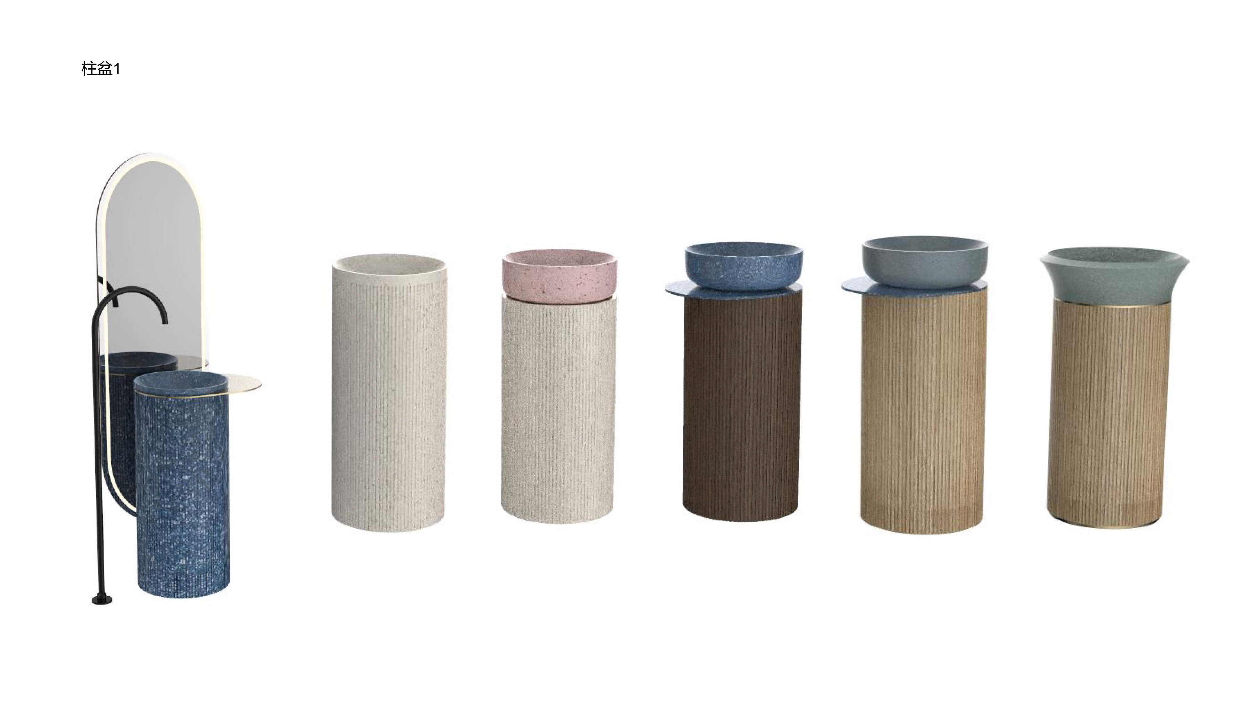 terrazzo; faucet; column basin; bathtub; buried wall，