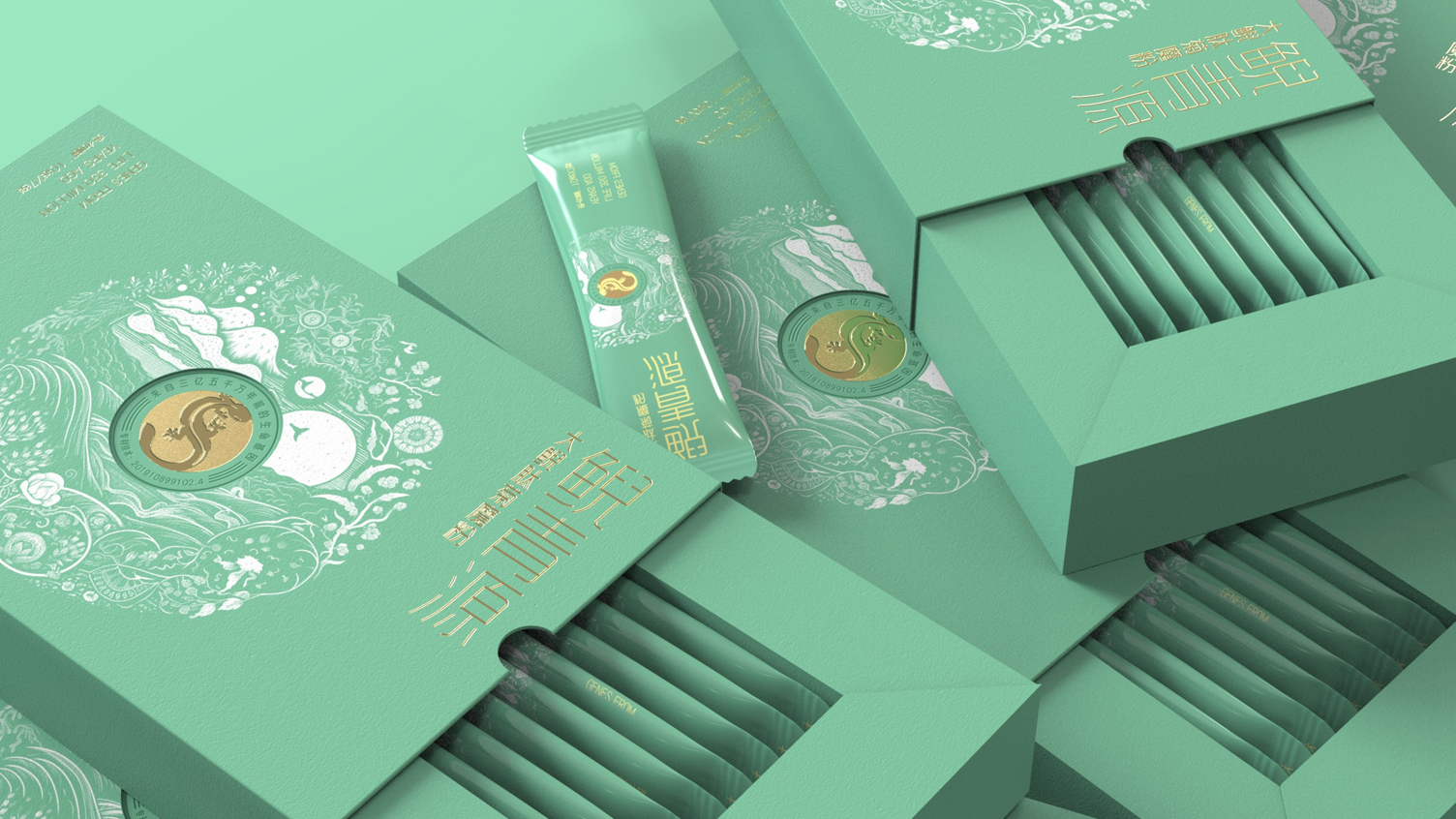 giant salamander peptide powder solid beverage packaging，Packaging Design of Health Drinks，Packaging Design of Fast Consumer Goods，