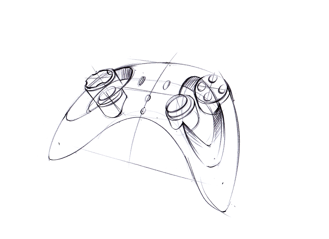 Hand drawn step diagram of industrial design，Hand drawn step drawings of industrial products，Game handle，Hand drawn renderings of industrial products，