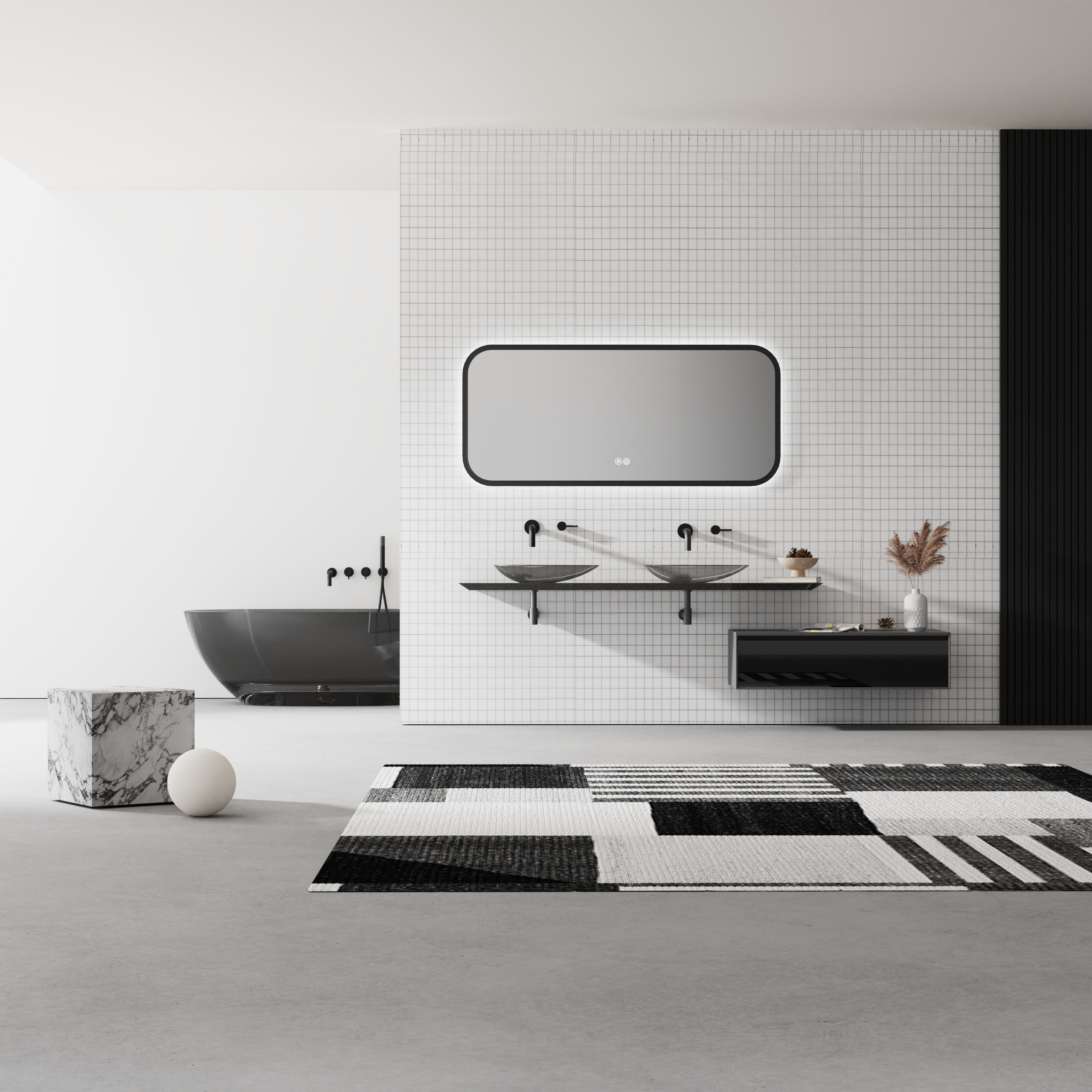 Column basin; basin; faucet; bathtub; bathroom cabinet; shower room，