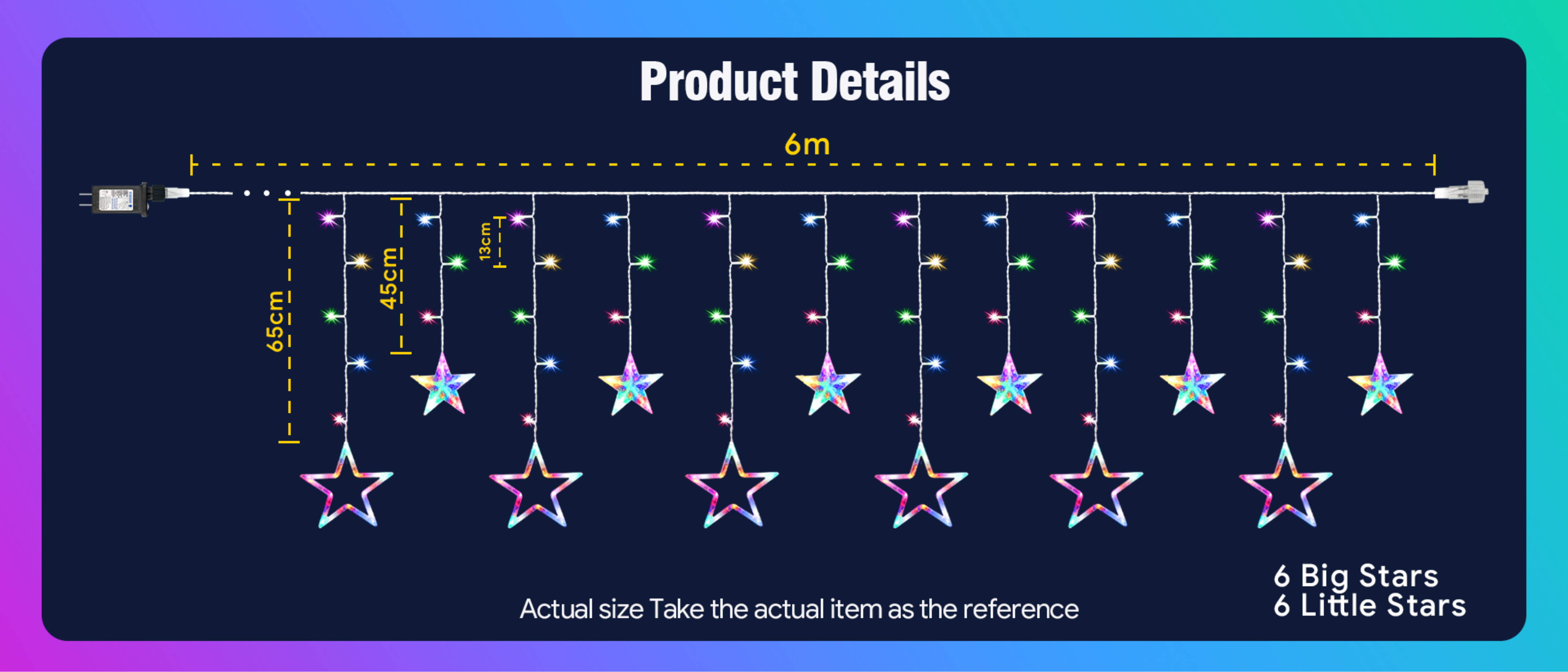 color five-pointed star，Magic Light String，