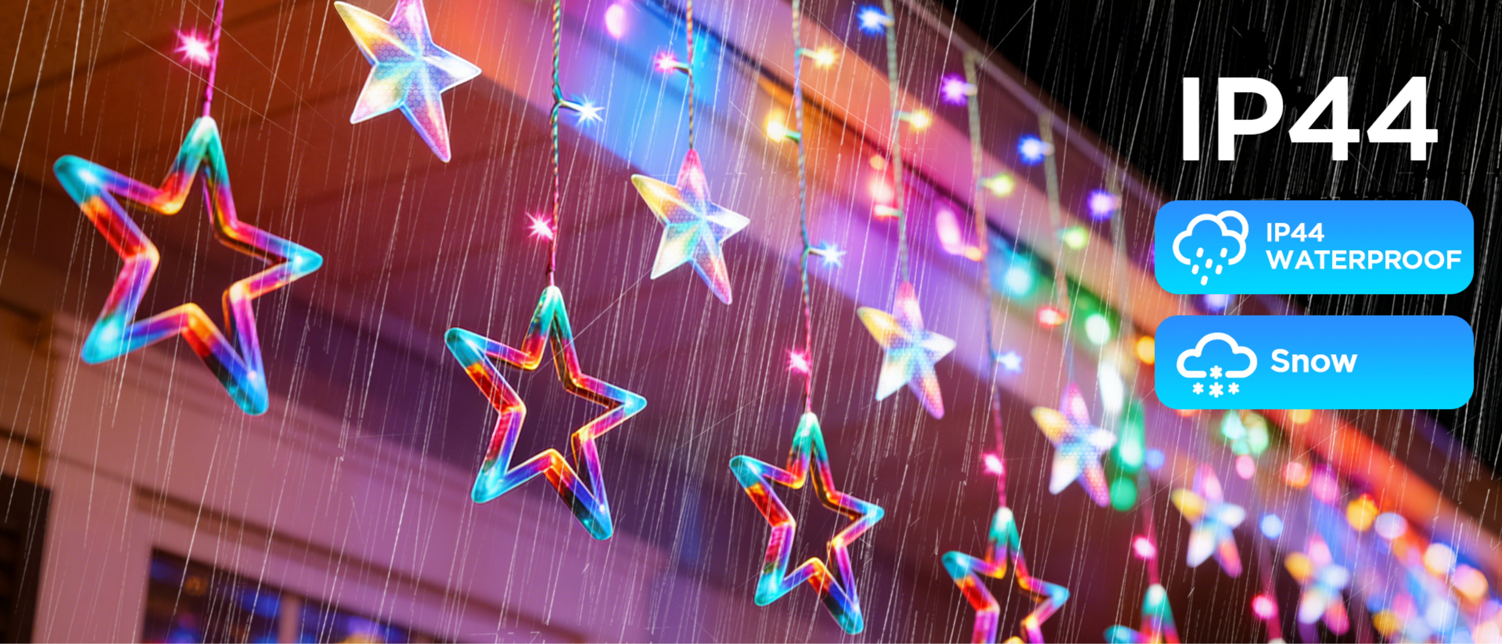 color five-pointed star，Magic Light String，