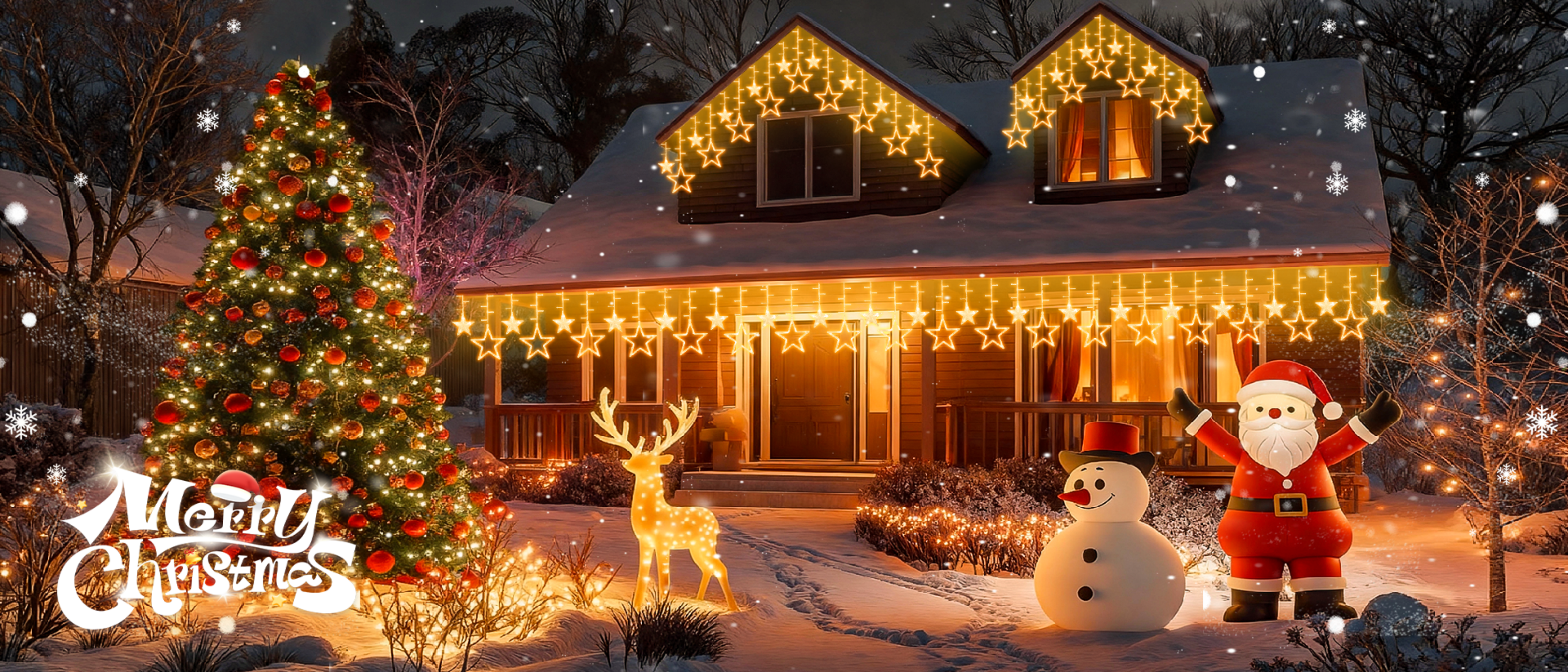 color five-pointed star，Magic Light String，