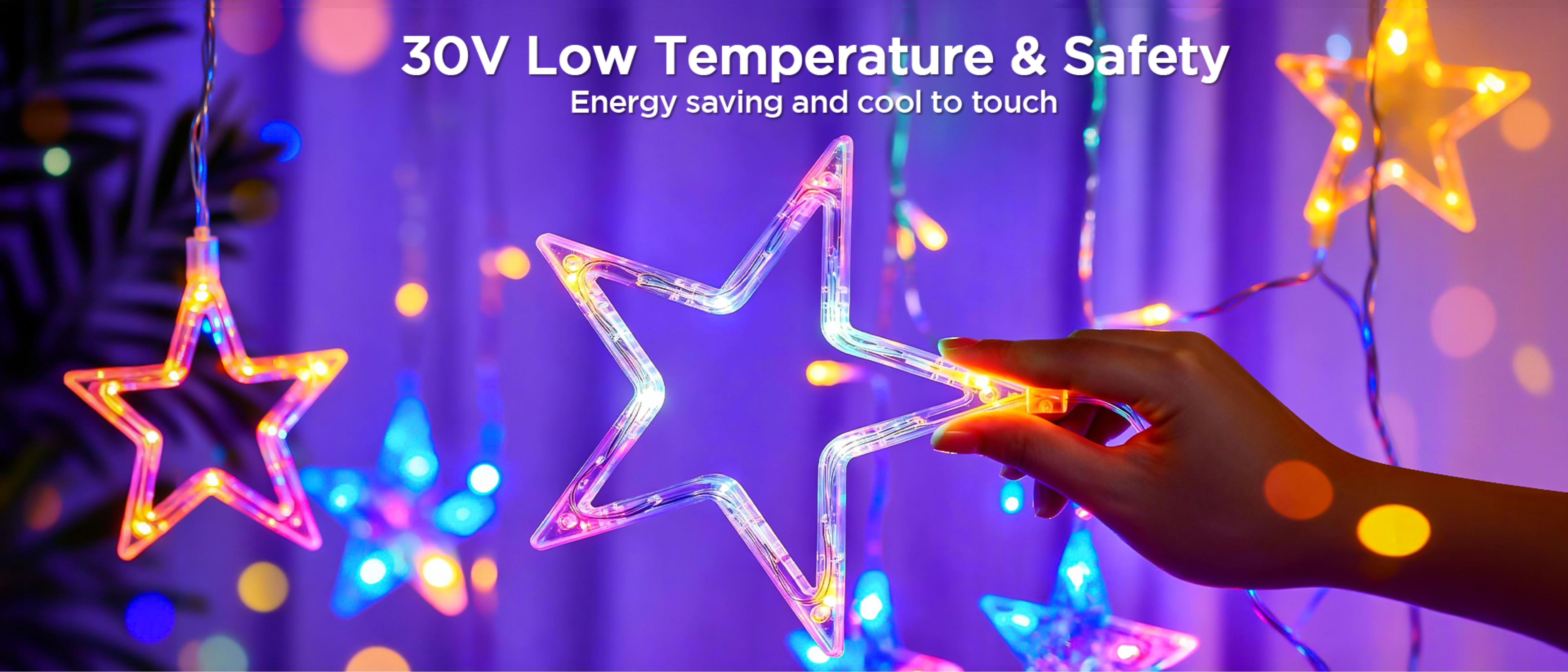 color five-pointed star，Magic Light String，