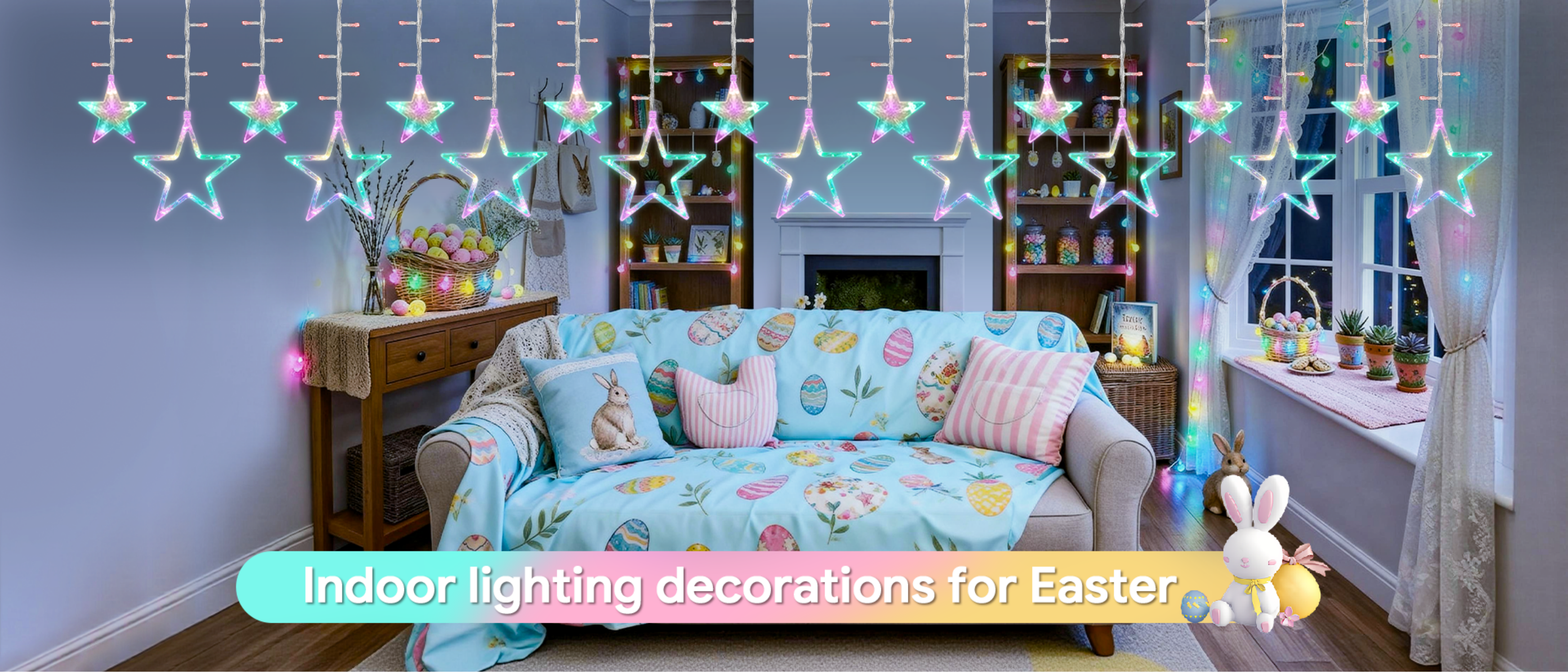 color five-pointed star，Magic Light String，