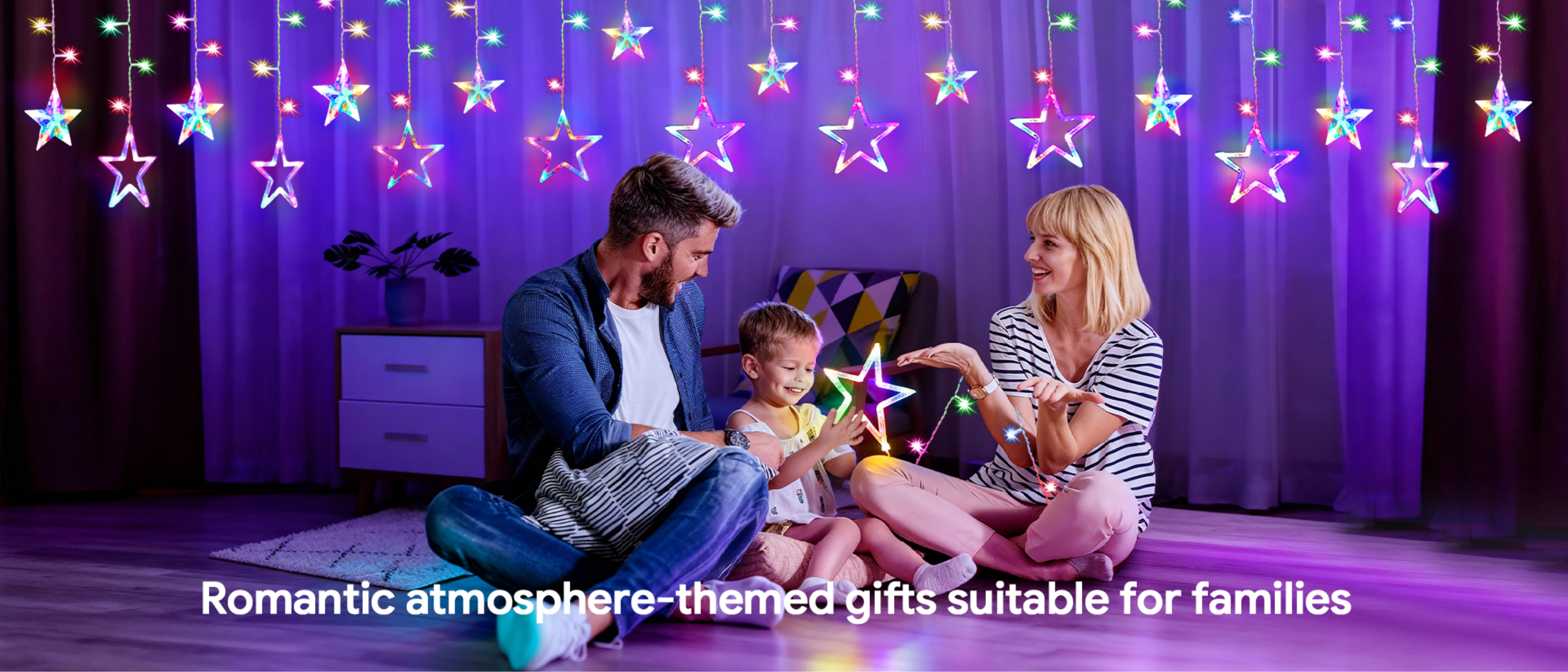 color five-pointed star，Magic Light String，